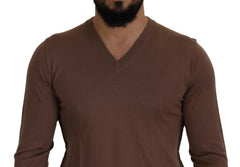 Dolce & Gabbana Brown Wool Men V-neck Pullover Sweater -   -  Dolce & Gabbana.