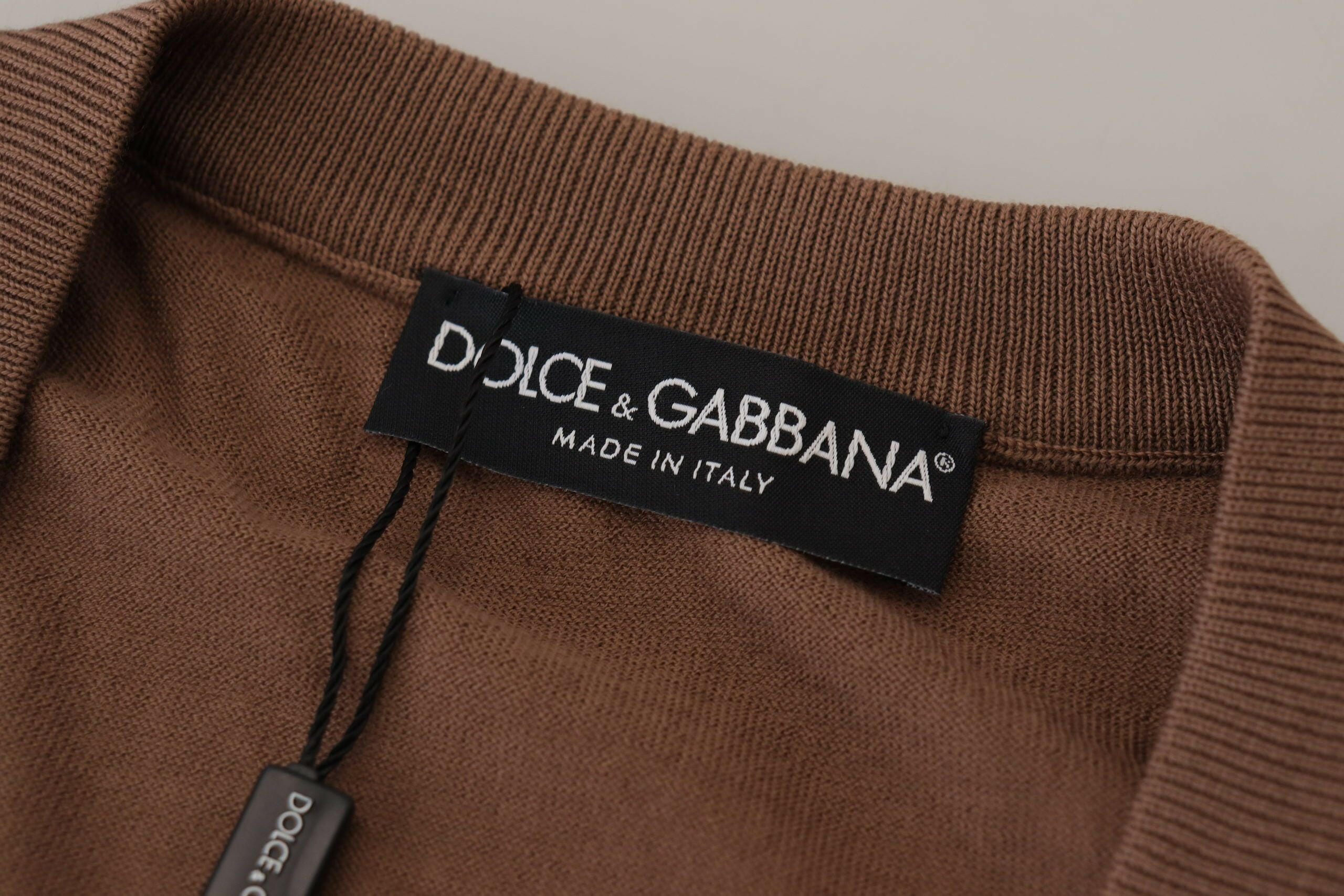 Dolce & Gabbana Brown Wool Men V-neck Pullover Sweater -   -  Dolce & Gabbana.