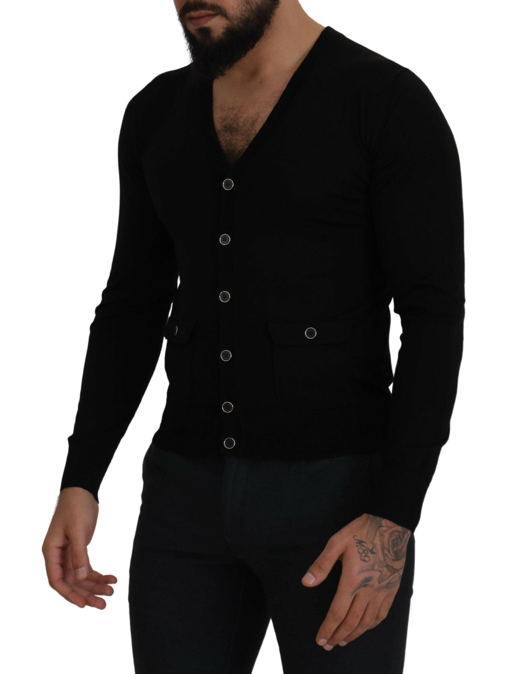 Dolce & Gabbana Black Wool Button Down Cardigan Sweater -   -  Dolce & Gabbana.