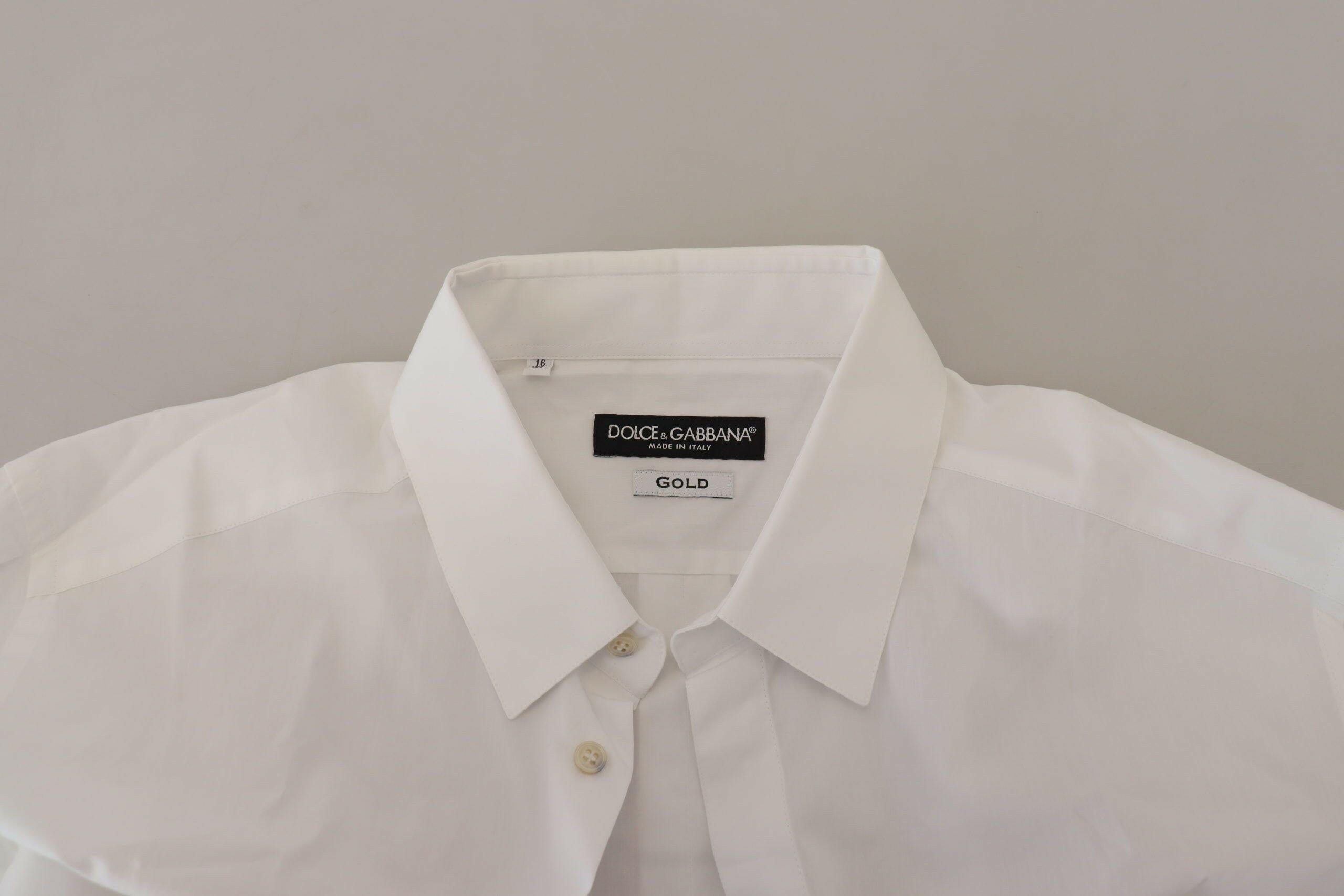 Dolce & Gabbana White Cotton Peacock Feather Formal GOLD Shirt -   -  Dolce & Gabbana.