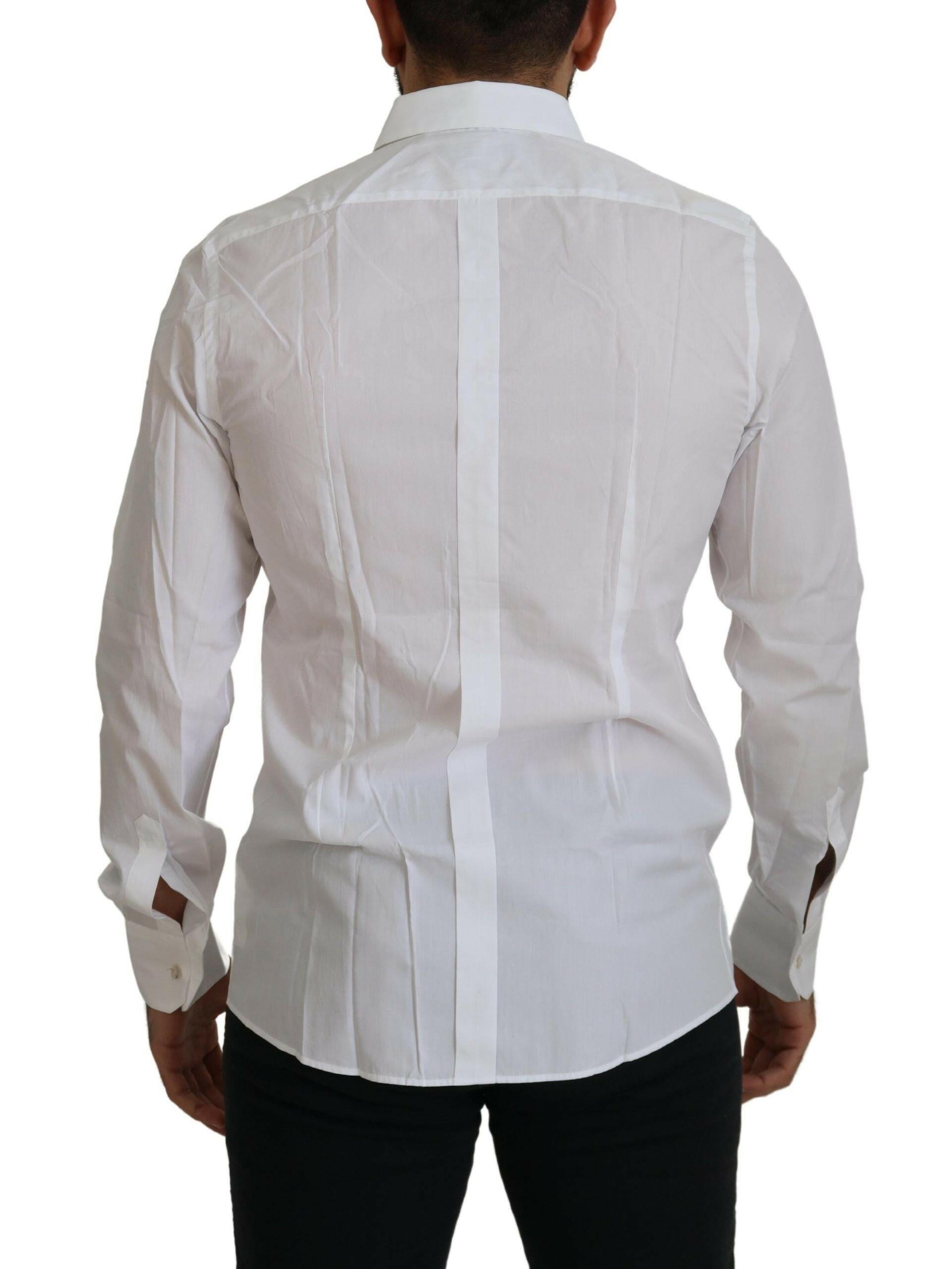 Dolce & Gabbana White Cotton Peacock Feather Formal GOLD Shirt -   -  Dolce & Gabbana.