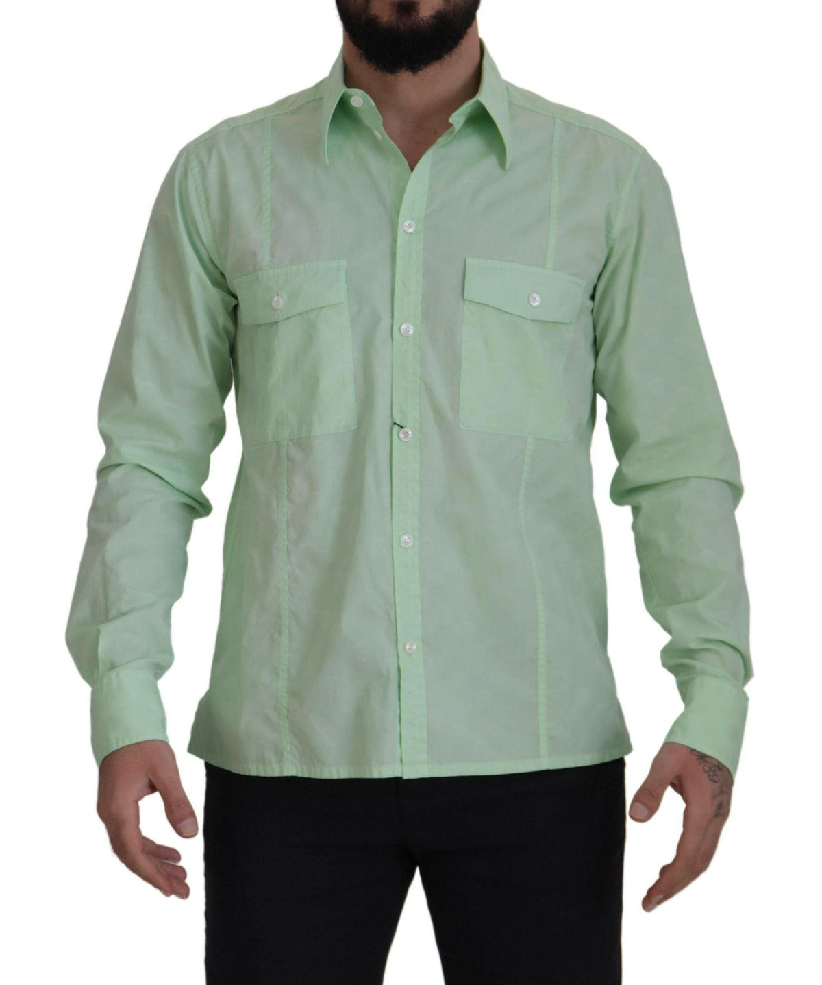 Dolce & Gabbana Mint Green Long Sleeves Button Down Shirt -   -  Dolce & Gabbana.