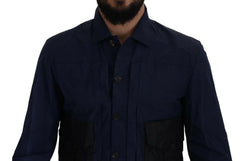 Dsquared² Dark Blue Cotton Collared Long Sleeves Casual Shirt -   -  Dsquared².