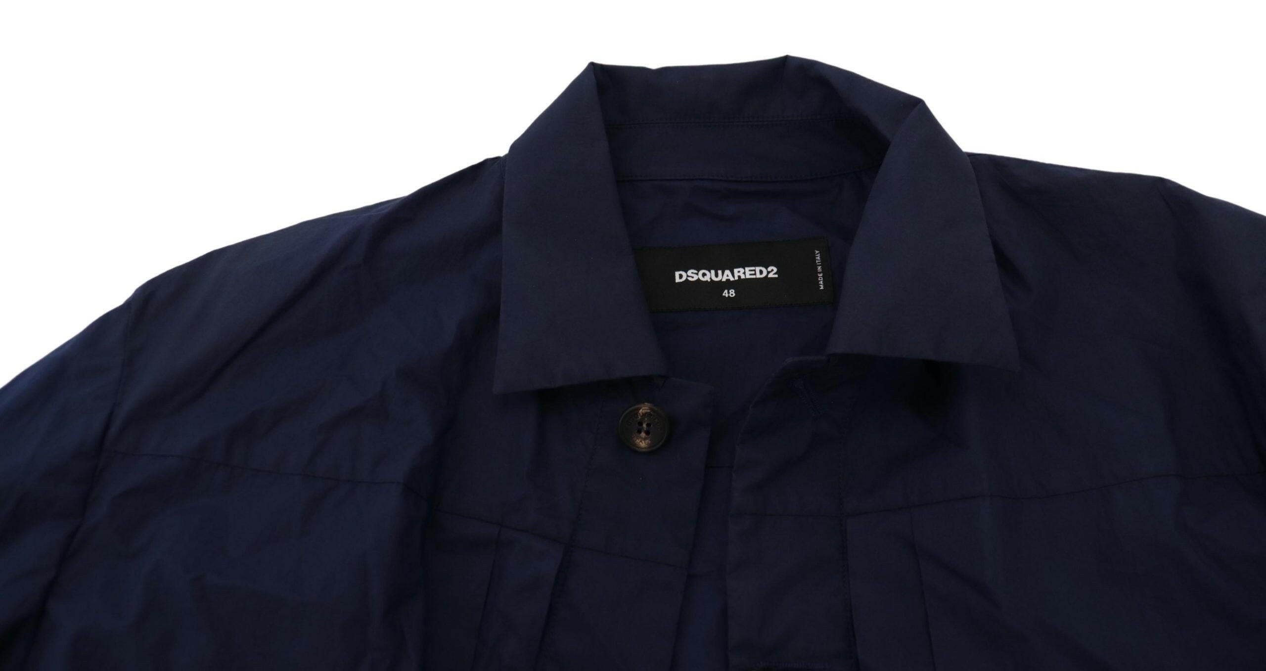 Dsquared² Dark Blue Cotton Collared Long Sleeves Casual Shirt -   -  Dsquared².