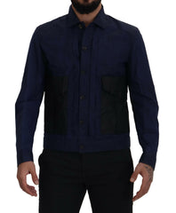 Dsquared² Dark Blue Cotton Collared Long Sleeves Casual Shirt -   -  Dsquared².