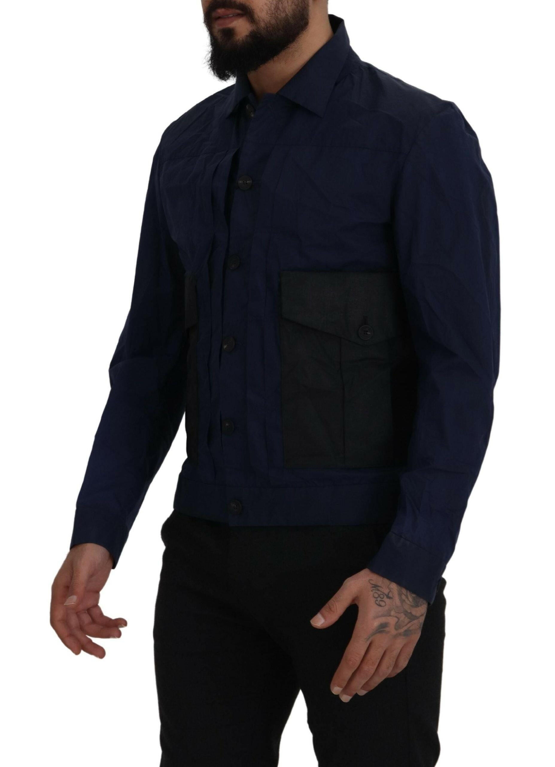 Dsquared² Dark Blue Cotton Collared Long Sleeves Casual Shirt -   -  Dsquared².