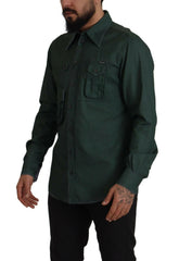 Dolce & Gabbana Dark Green Button Down Long Sleeves Shirt -   -  Dolce & Gabbana.