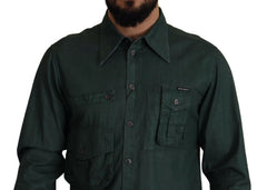Dolce & Gabbana Dark Green Button Down Long Sleeves Shirt -   -  Dolce & Gabbana.
