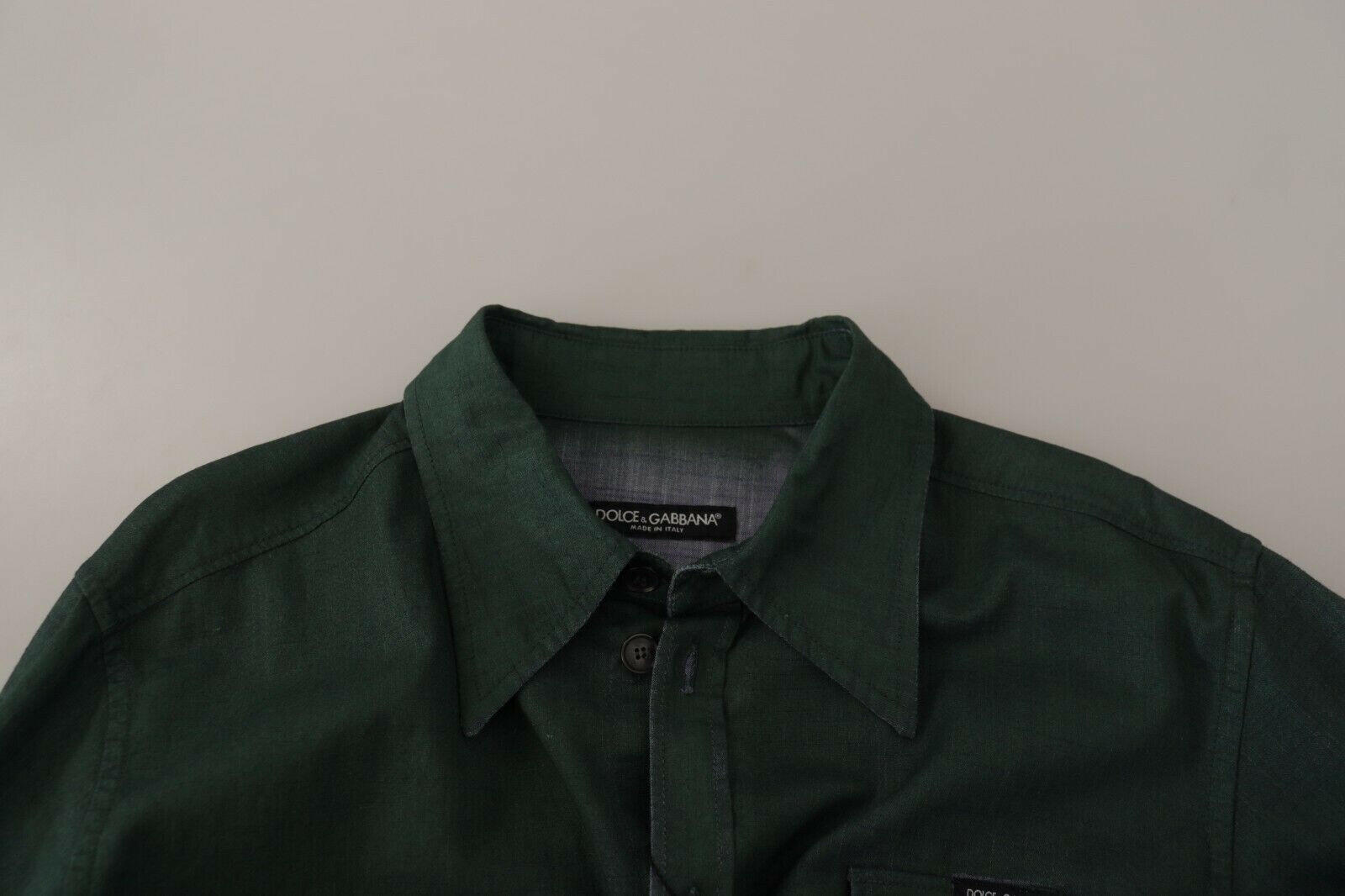 Dolce & Gabbana Dark Green Button Down Long Sleeves Shirt -   -  Dolce & Gabbana.