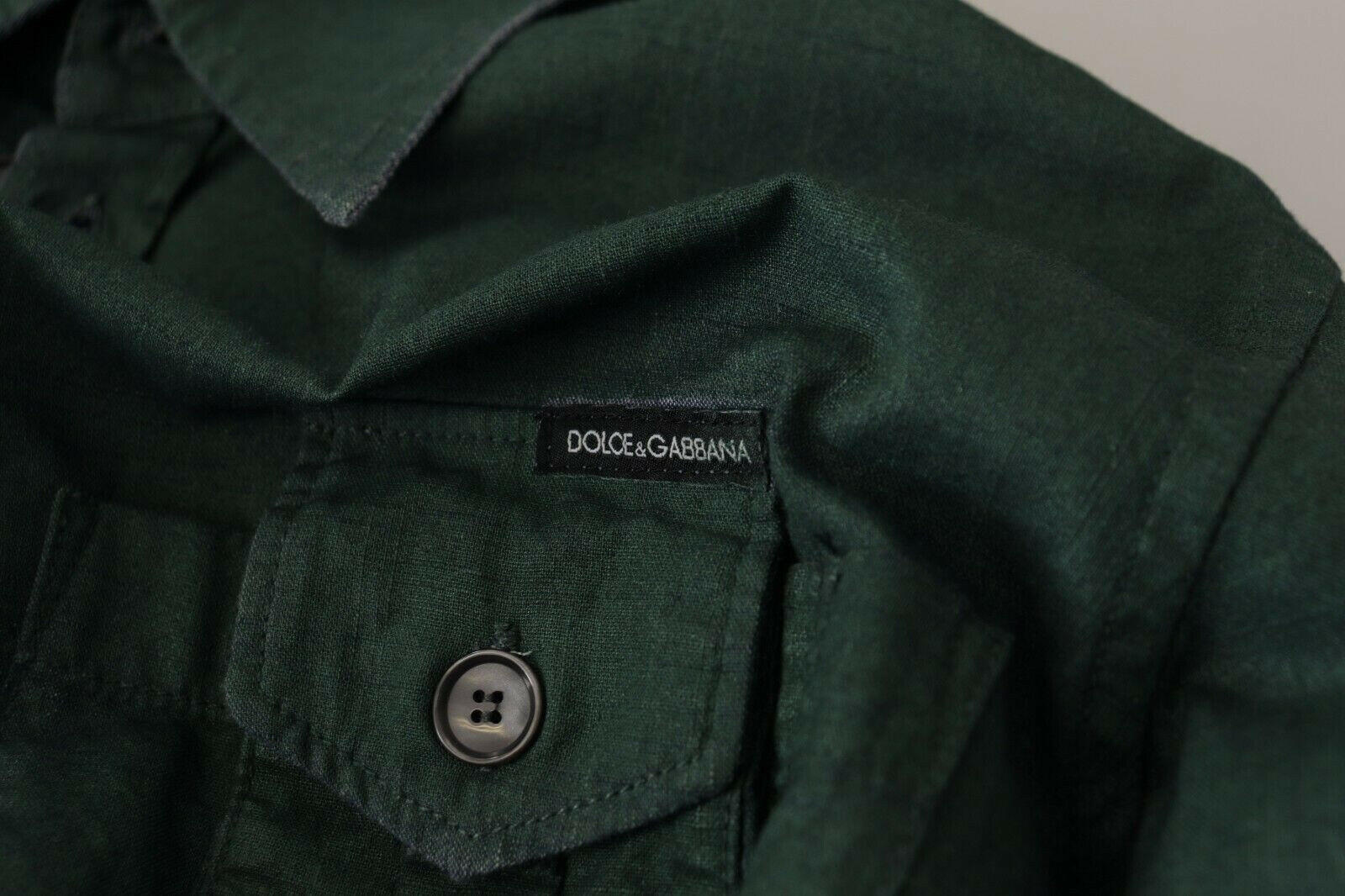 Dolce & Gabbana Dark Green Button Down Long Sleeves Shirt -   -  Dolce & Gabbana.