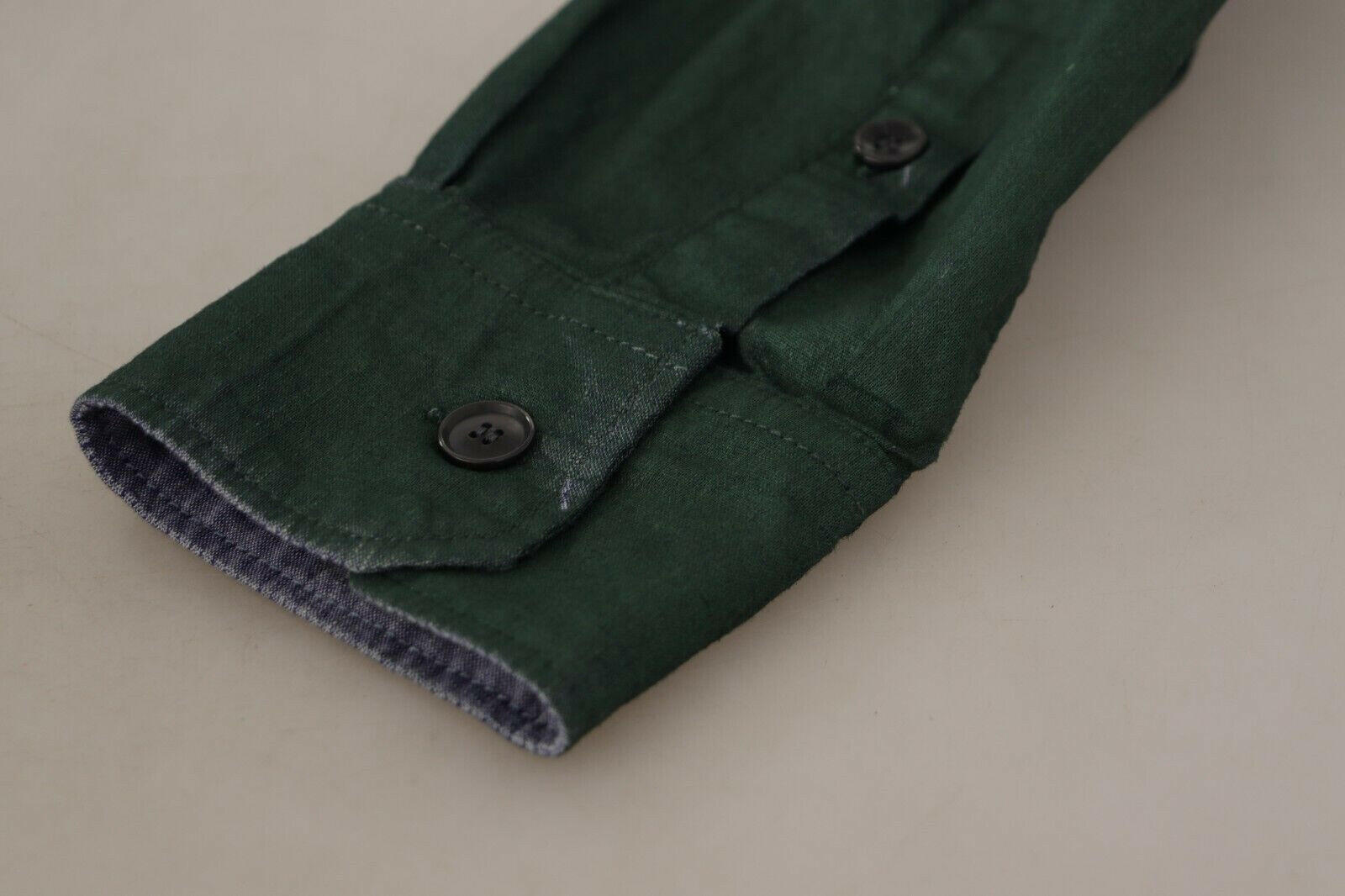 Dolce & Gabbana Dark Green Button Down Long Sleeves Shirt -   -  Dolce & Gabbana.