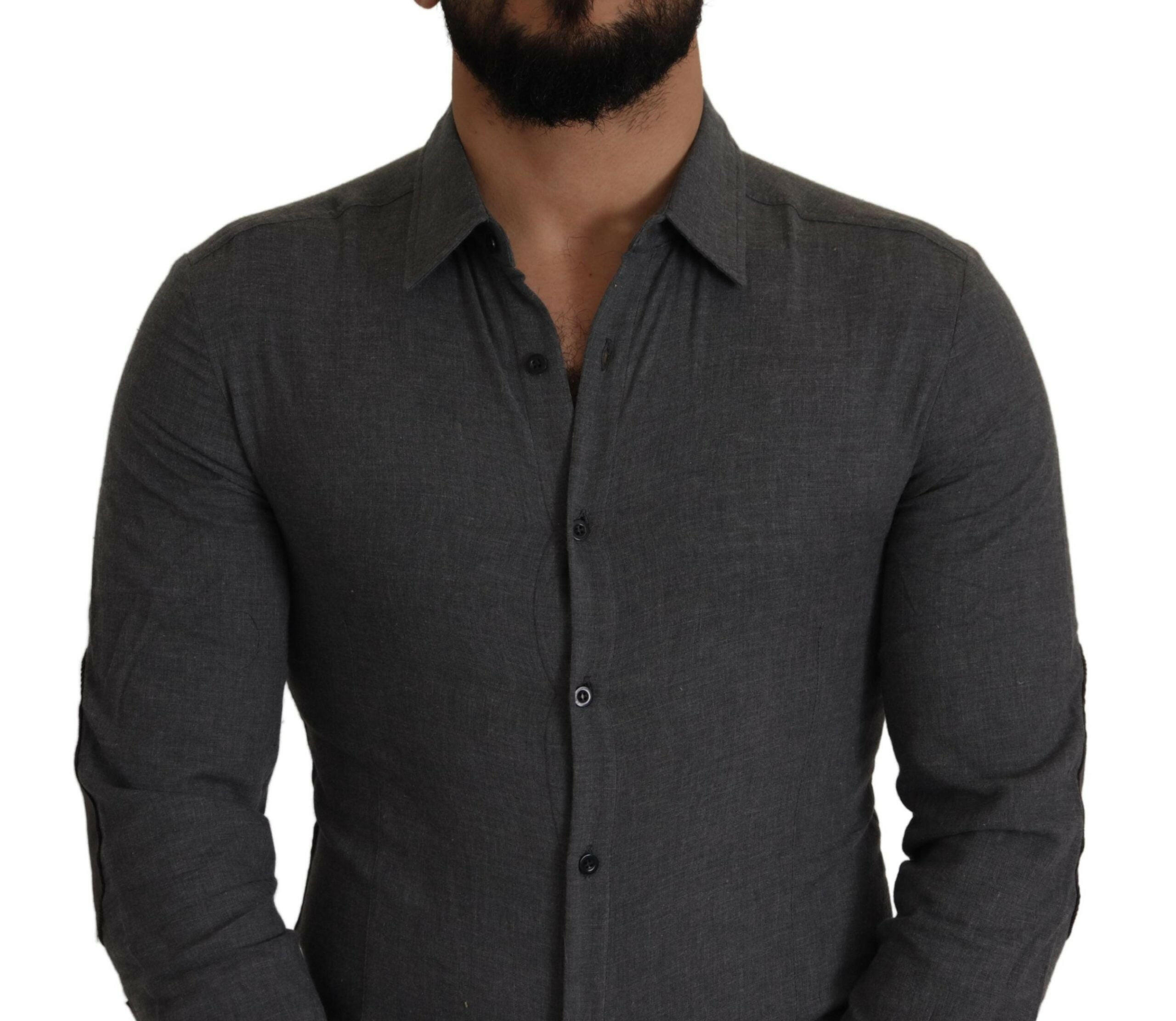 Costume National Dark Gray Cotton Casual Mens Shirt -   -  Costume National.