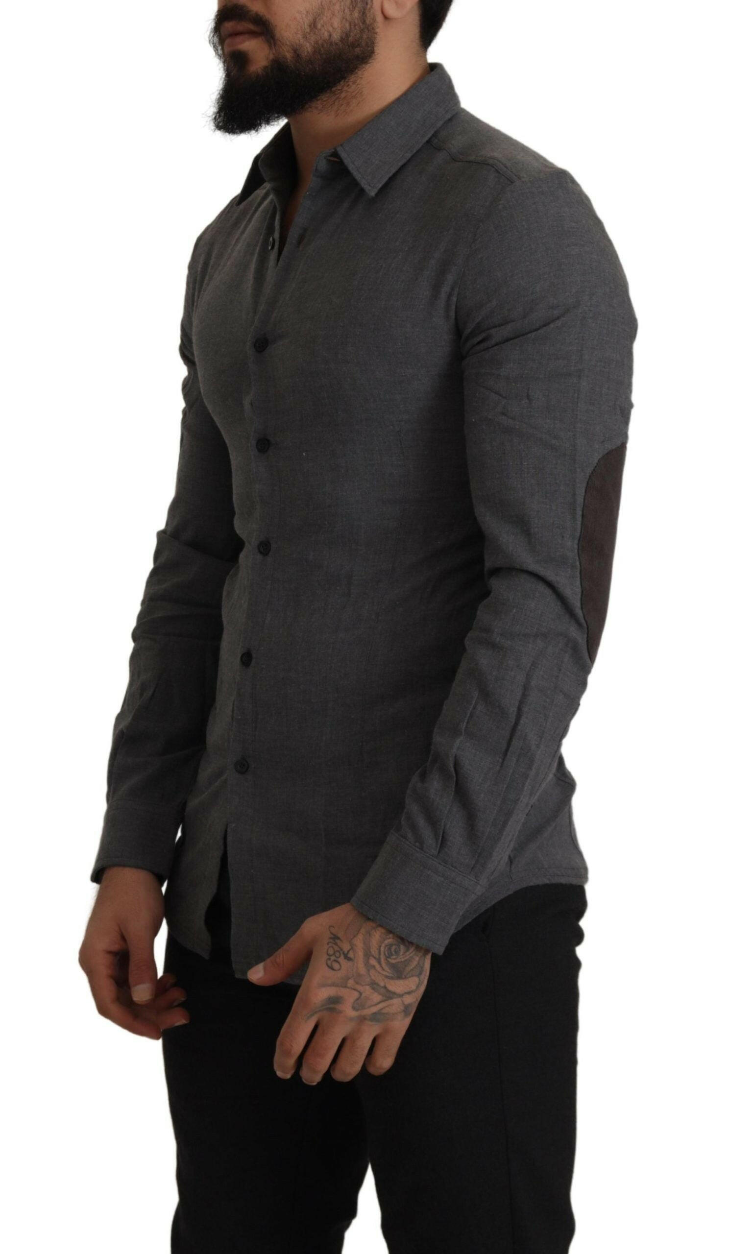 Costume National Dark Gray Cotton Casual Mens Shirt -   -  Costume National.
