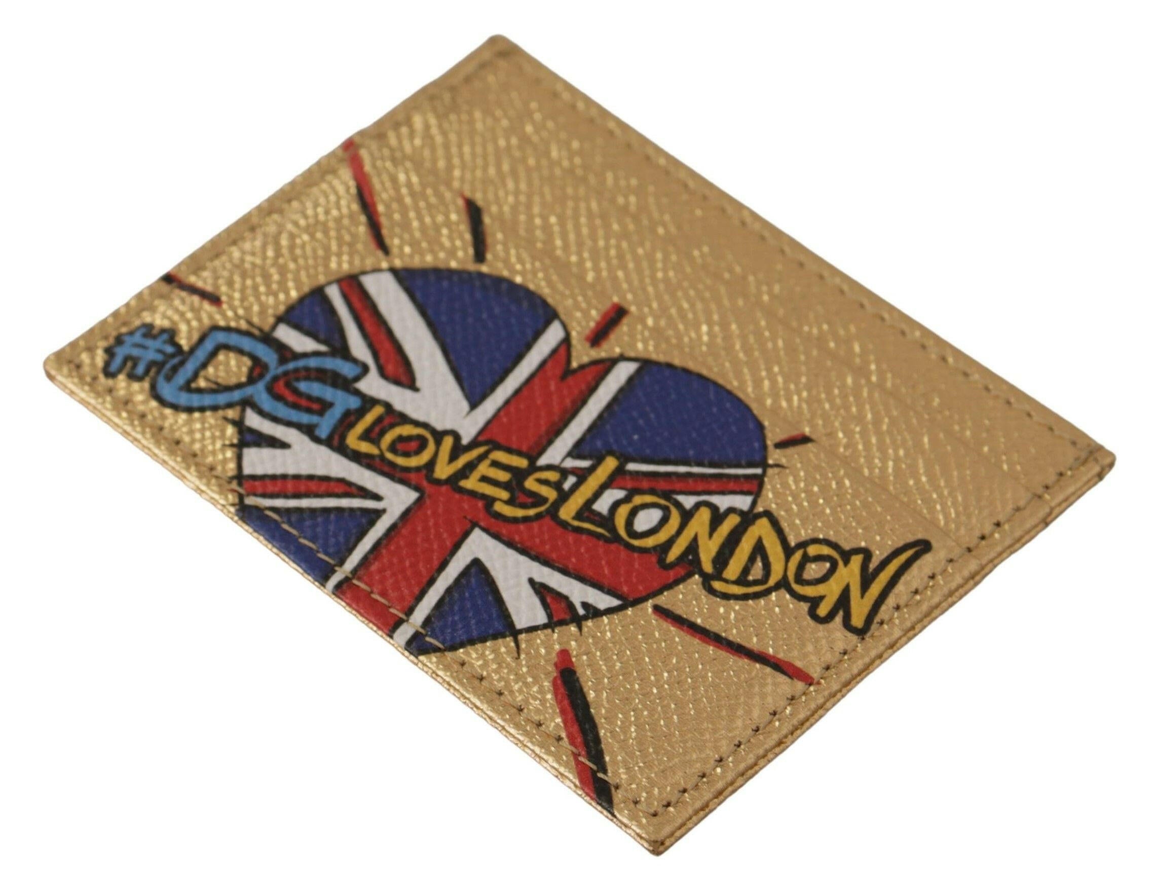 Dolce & Gabbana Gold Leather #DGLovesLondon Women Cardholder Case Wallet -   -  Dolce & Gabbana.