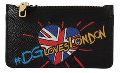 Dolce & Gabbana Black Leather #DGLovesLondon Women Cardholder Coin Case  Wallet -   -  Dolce & Gabbana.
