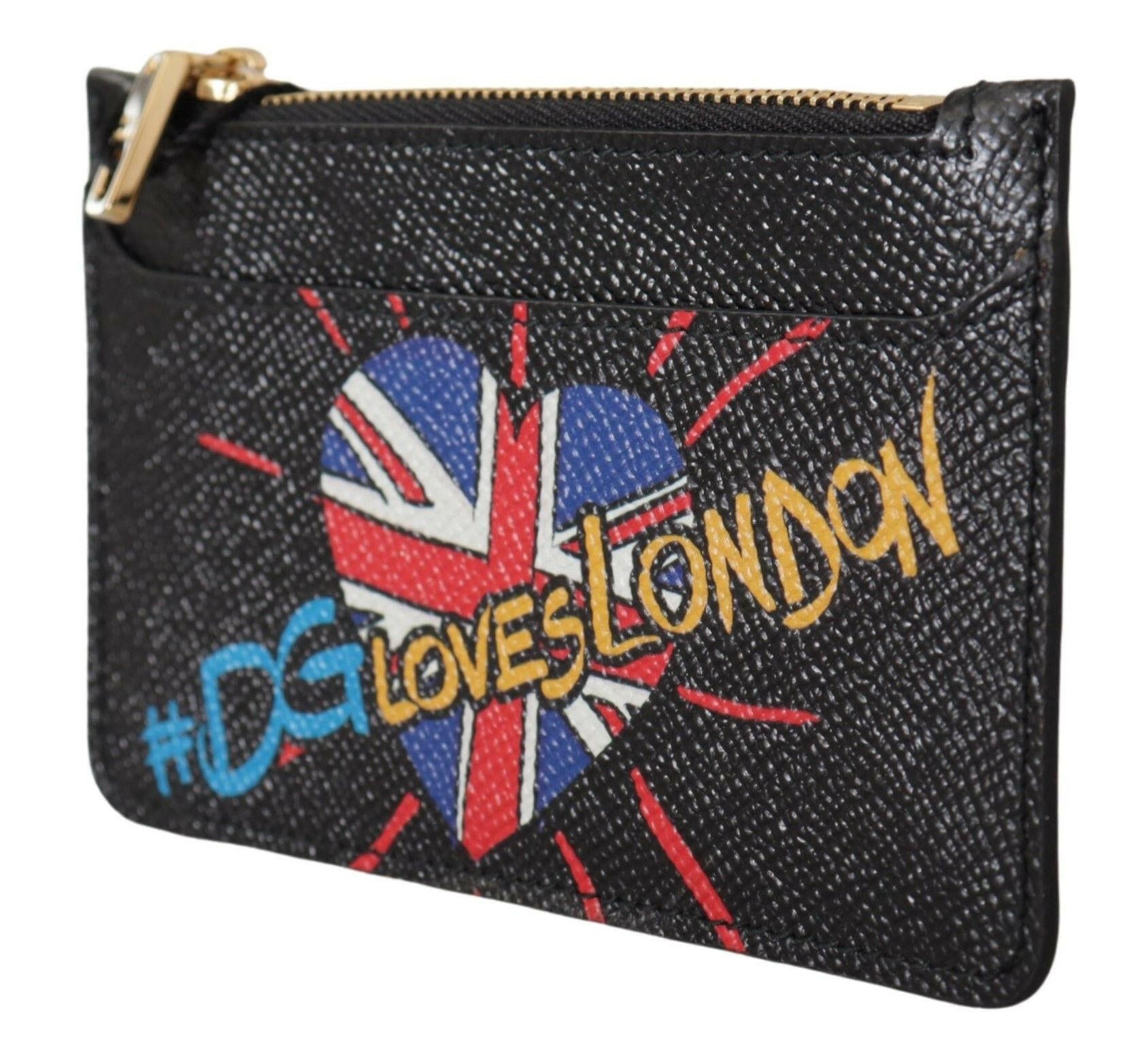 Dolce & Gabbana Black Leather #DGLovesLondon Women Cardholder Coin Case  Wallet -   -  Dolce & Gabbana.