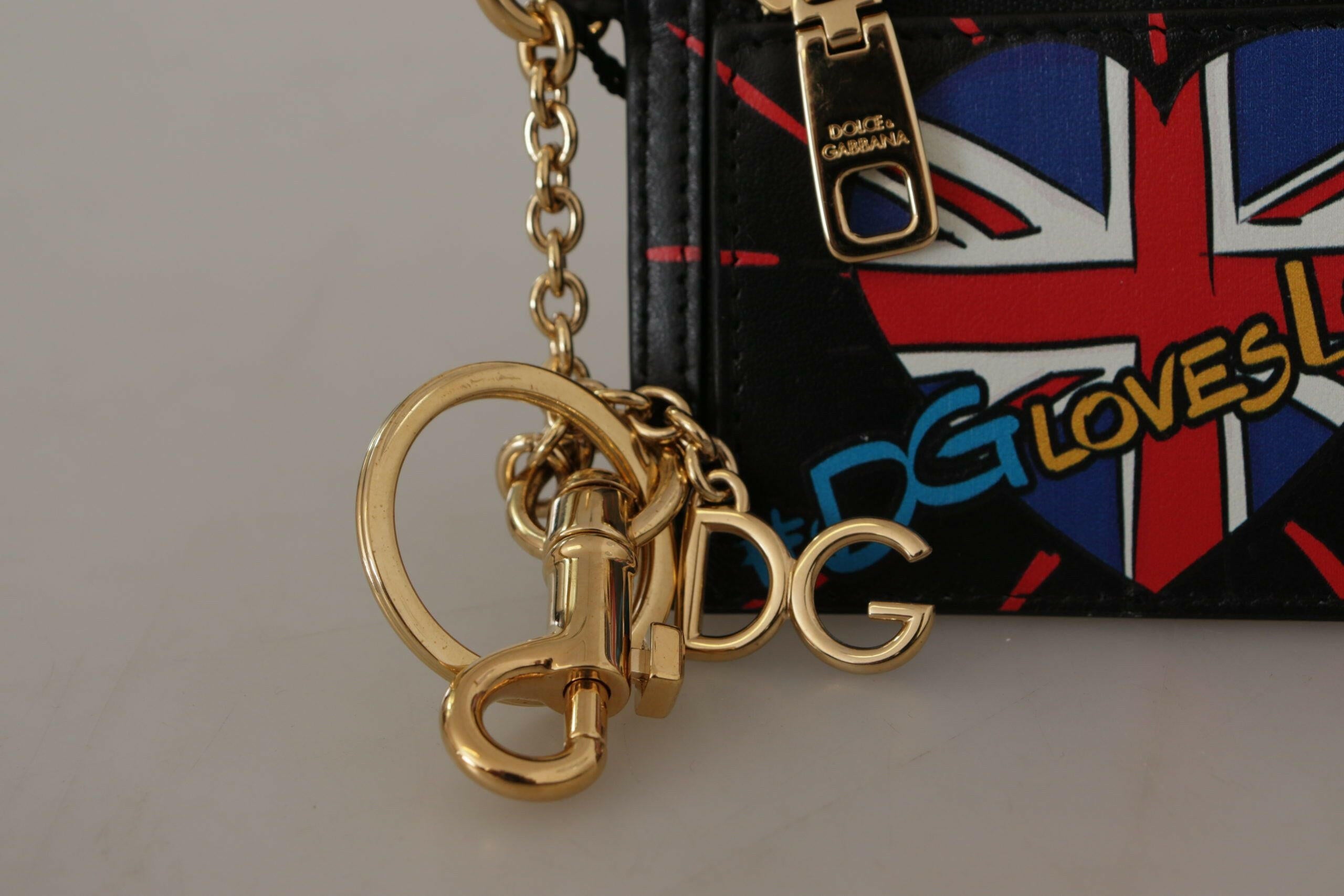 Dolce & Gabbana Black Leather #DGLovesLondon Keyring Cardholder Coin Case -   -  Dolce & Gabbana.