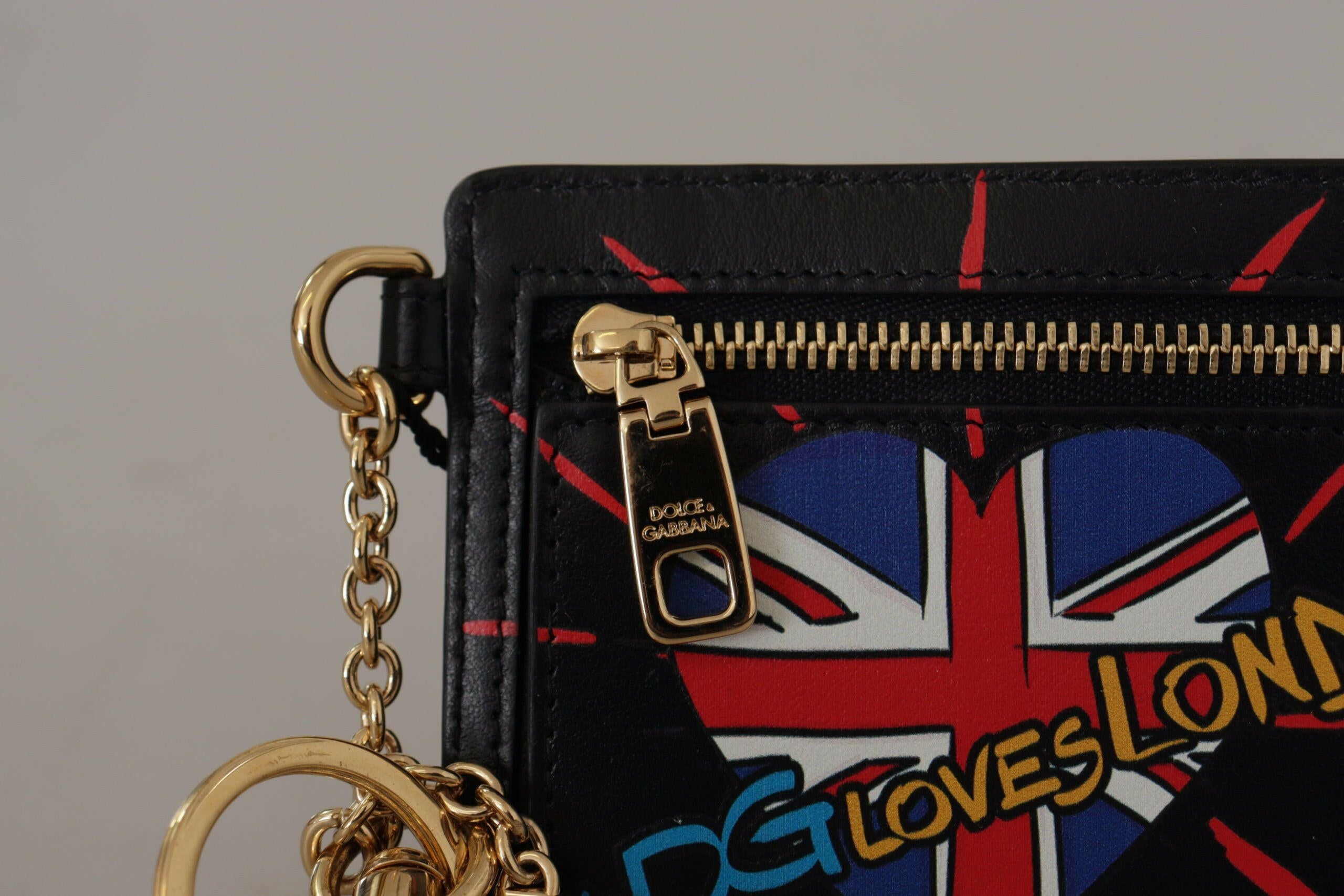 Dolce & Gabbana Black Leather #DGLovesLondon Keyring Cardholder Coin Case -   -  Dolce & Gabbana.