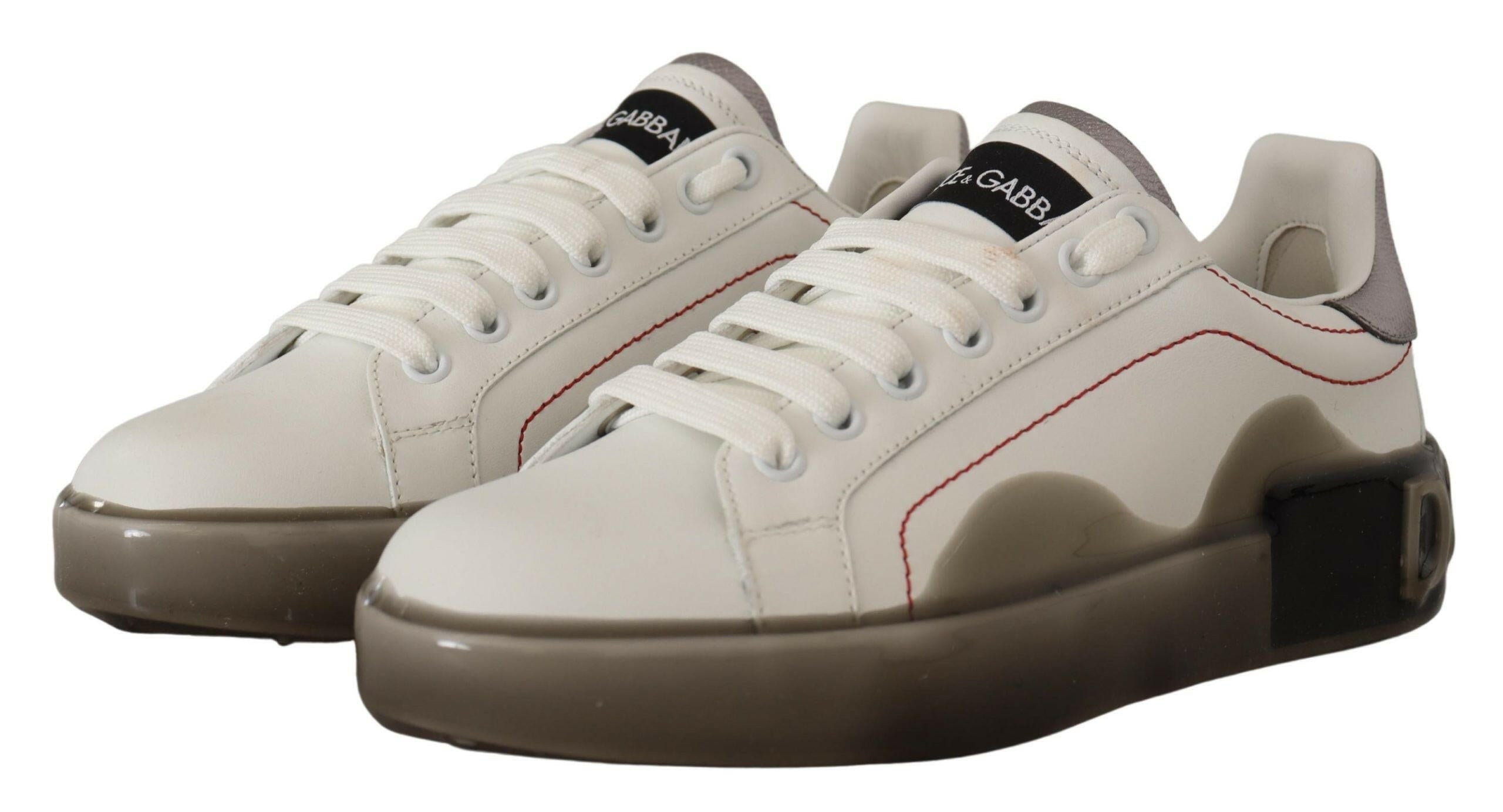 Dolce & Gabbana White Leather Shoes Womens Logo Portofino Sneakers -   -  Dolce & Gabbana.