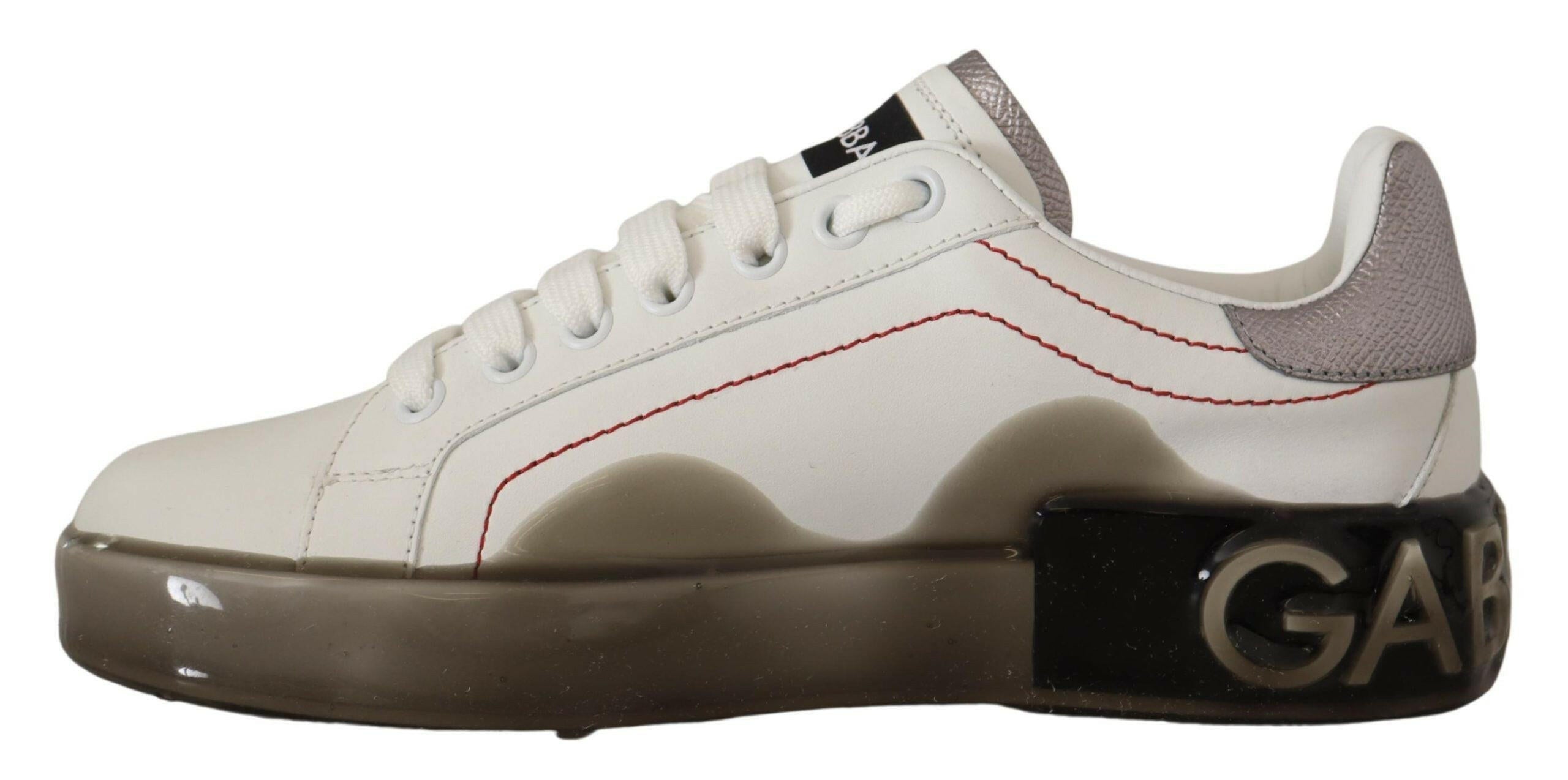 Dolce & Gabbana White Leather Shoes Womens Logo Portofino Sneakers -   -  Dolce & Gabbana.