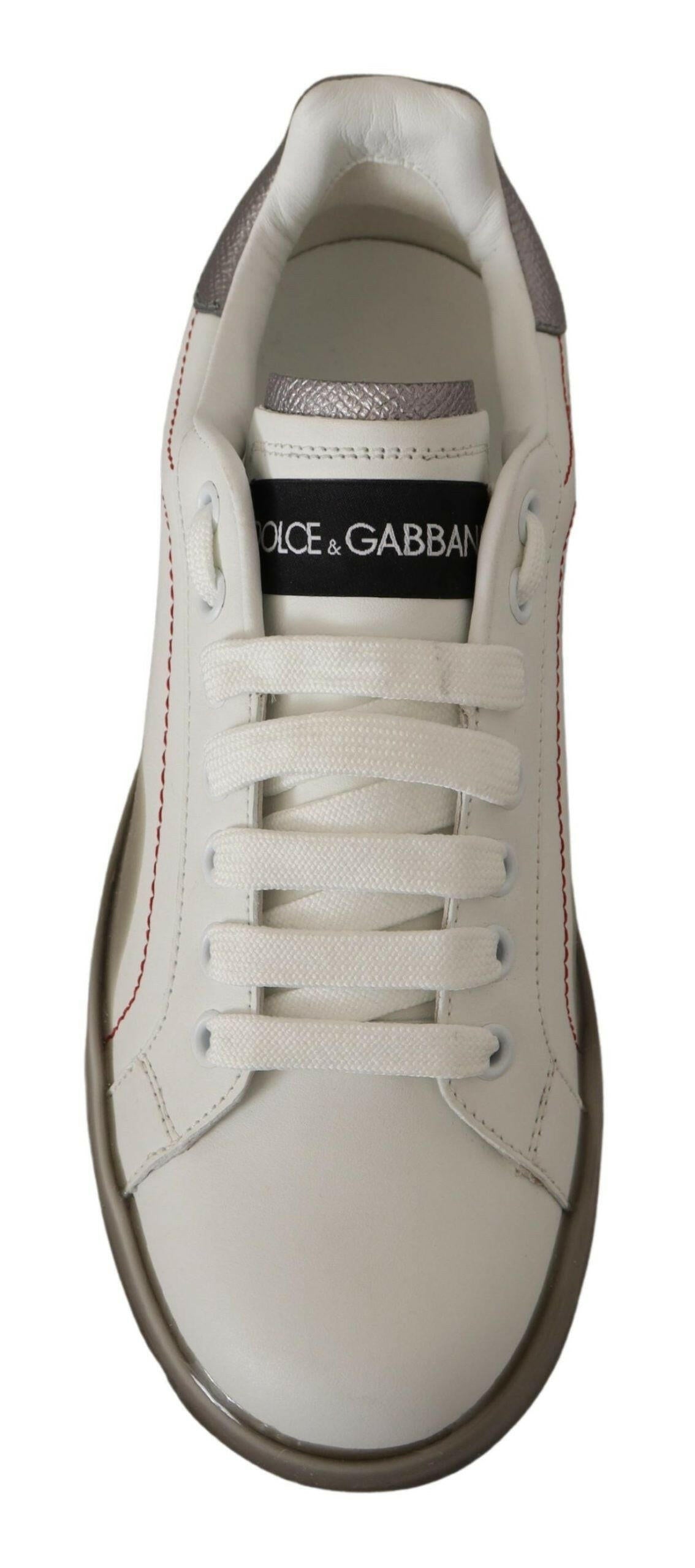 Dolce & Gabbana White Leather Shoes Womens Logo Portofino Sneakers -   -  Dolce & Gabbana.