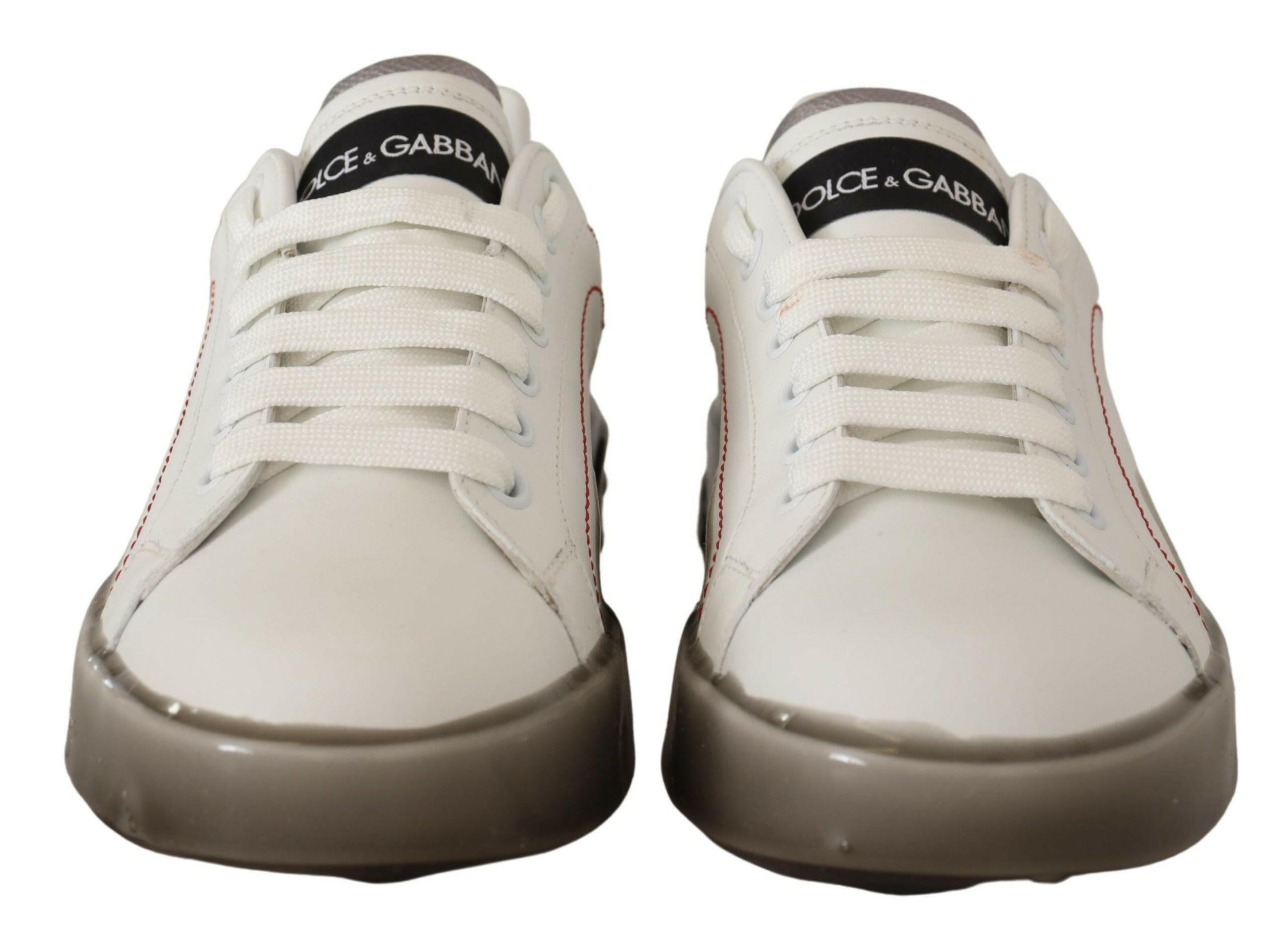Dolce & Gabbana White Leather Shoes Womens Logo Portofino Sneakers -   -  Dolce & Gabbana.