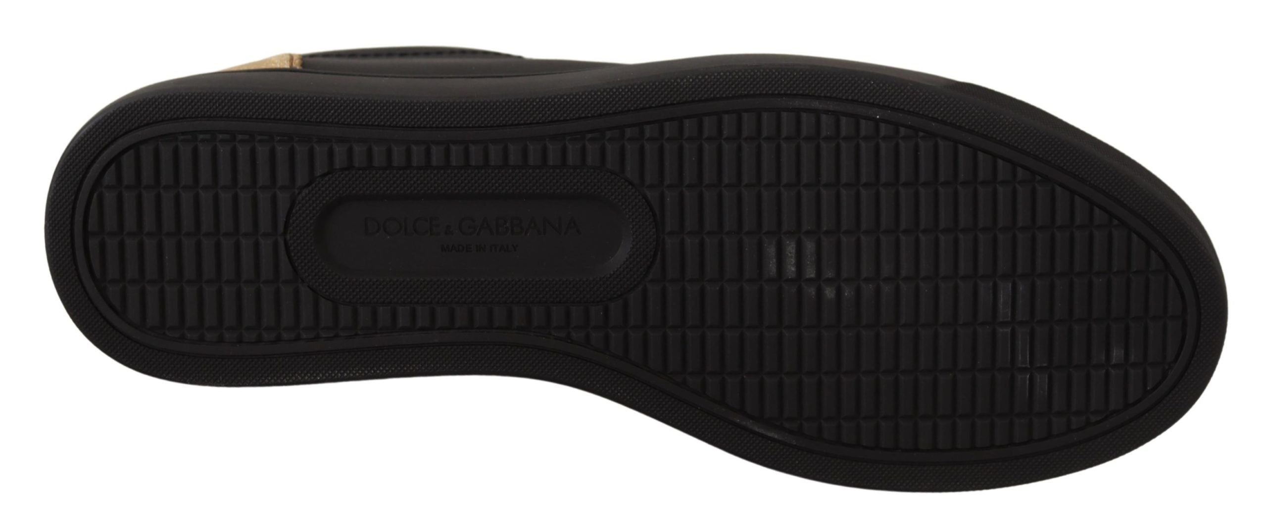 Dolce & Gabbana Black Gold Leather Low Top Sneakers Womens Shoes -   -  Dolce & Gabbana.