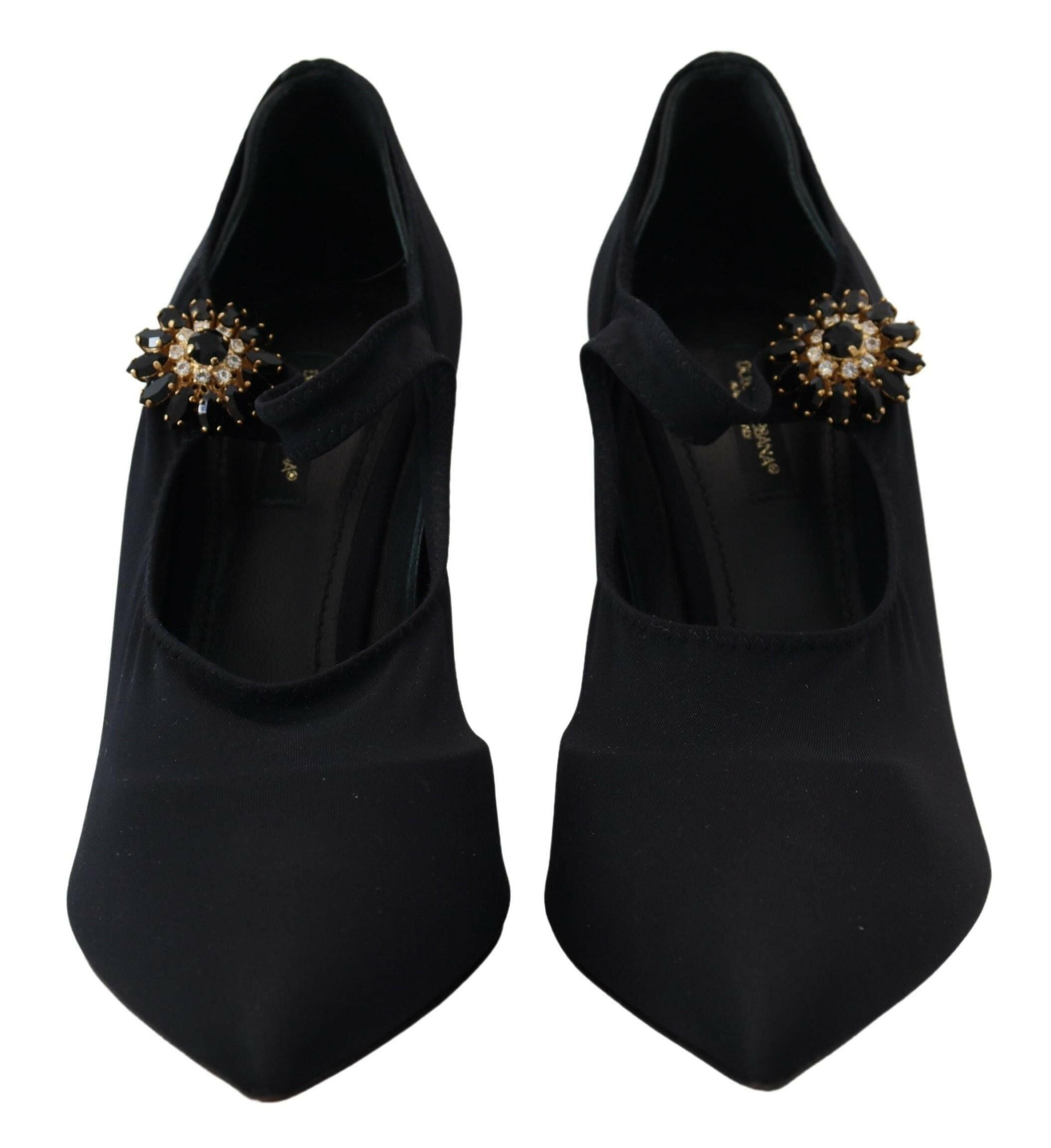 Dolce & Gabbana Black Socks Stretch Crystal Pumps Shoes -   -  Dolce & Gabbana.