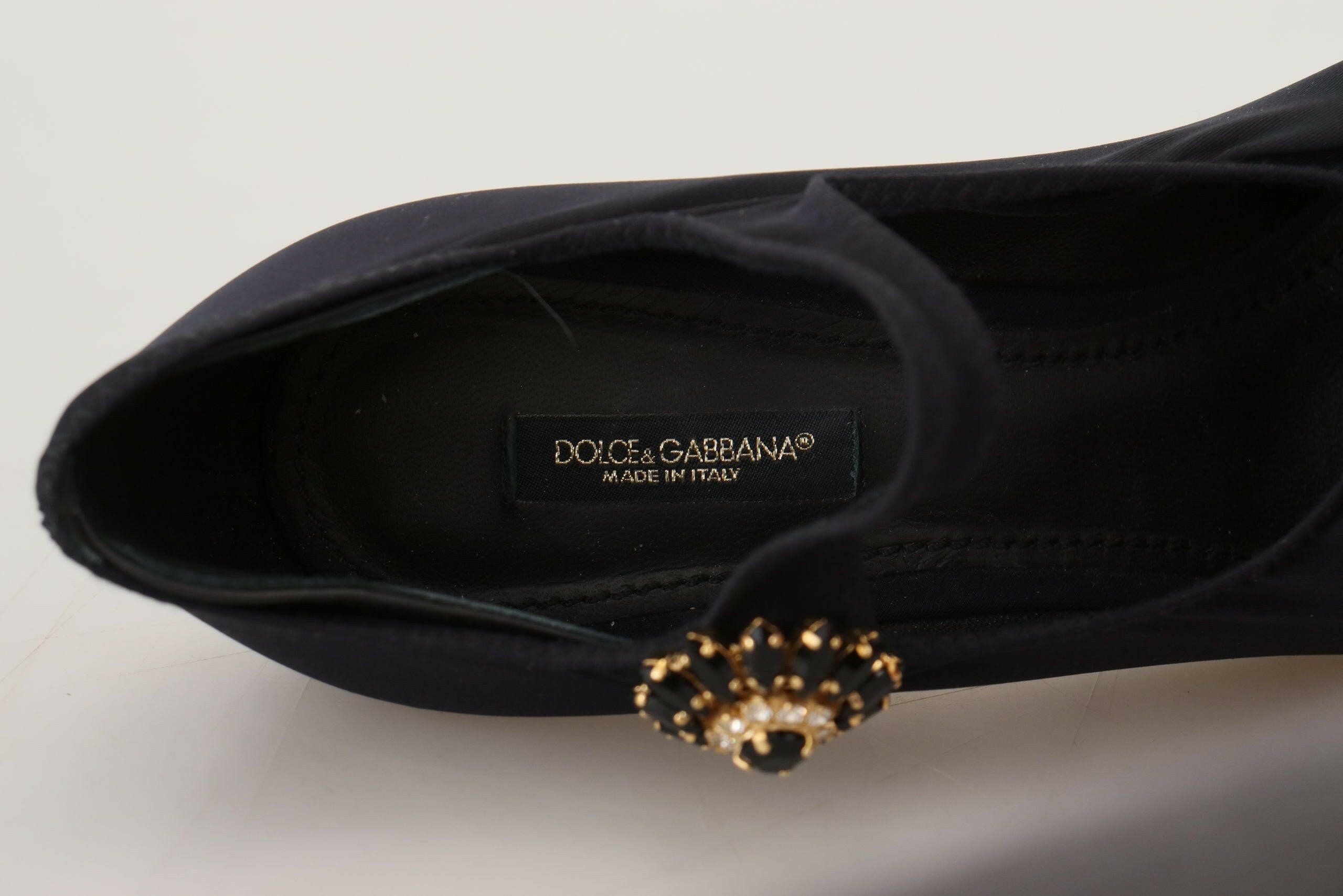 Dolce & Gabbana Black Socks Stretch Crystal Pumps Shoes -   -  Dolce & Gabbana.