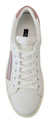 Dolce & Gabbana White Pink Leather Low Top Sneakers Shoes -   -  Dolce & Gabbana.