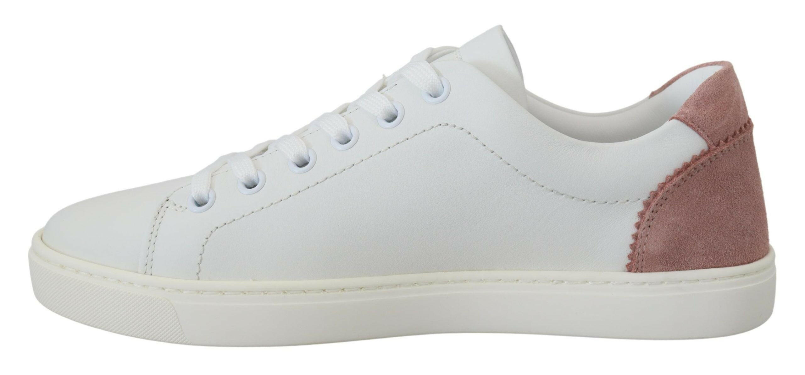 Dolce & Gabbana White Pink Leather Low Top Sneakers Shoes -   -  Dolce & Gabbana.