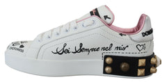 Dolce & Gabbana White Leather Crystal Queen Crown Sneakers Shoes -   -  Dolce & Gabbana.