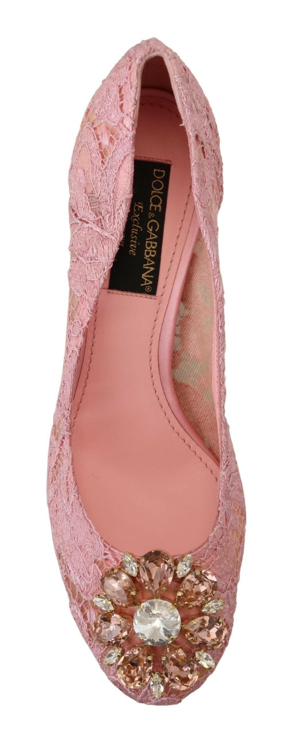 Dolce & Gabbana Pink Taormina Lace Crystal Pumps Pastel Shoes -   -  Dolce & Gabbana.