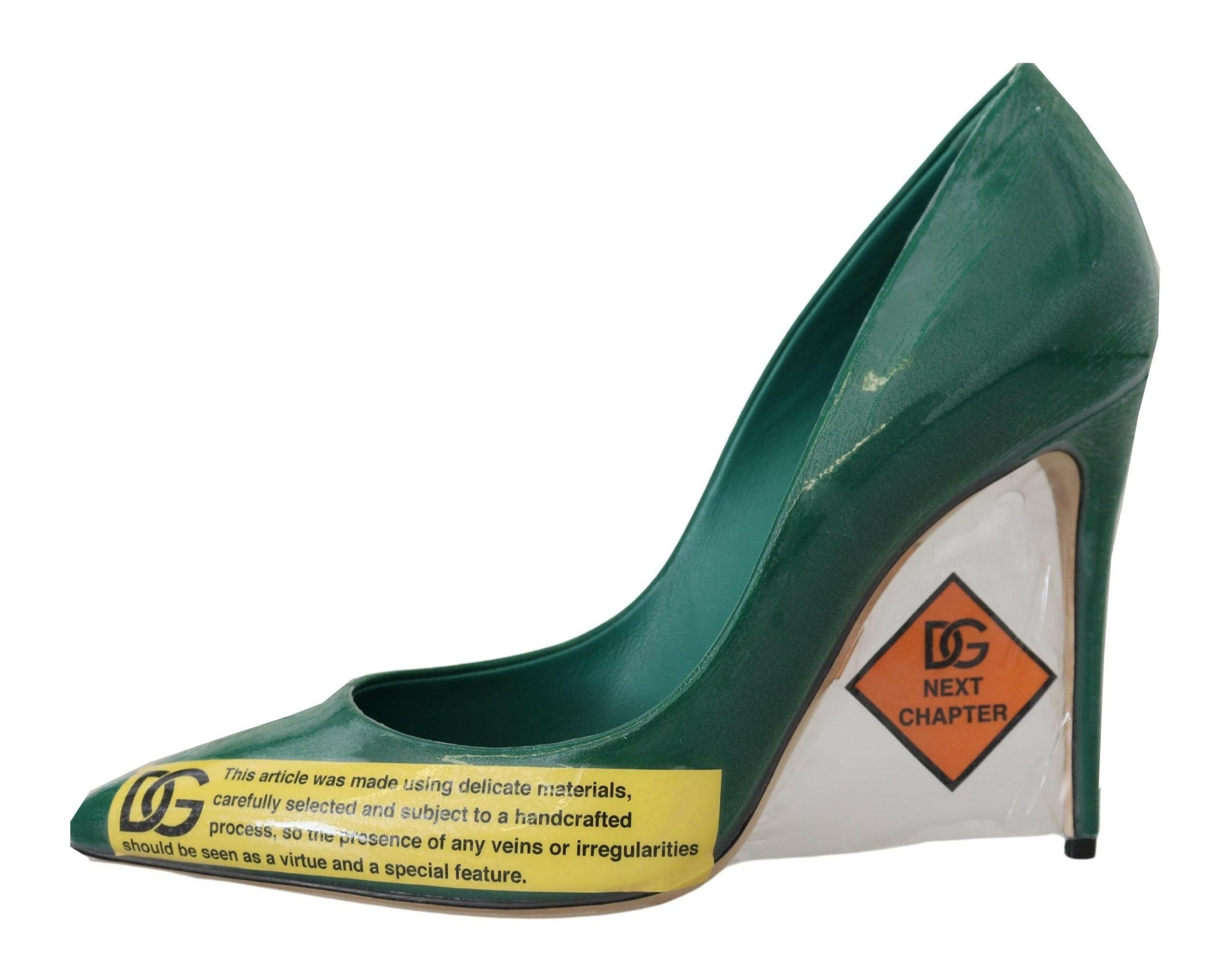 Dolce & Gabbana Green Leather Heels Pumps Plastic Shoes -   -  Dolce & Gabbana.