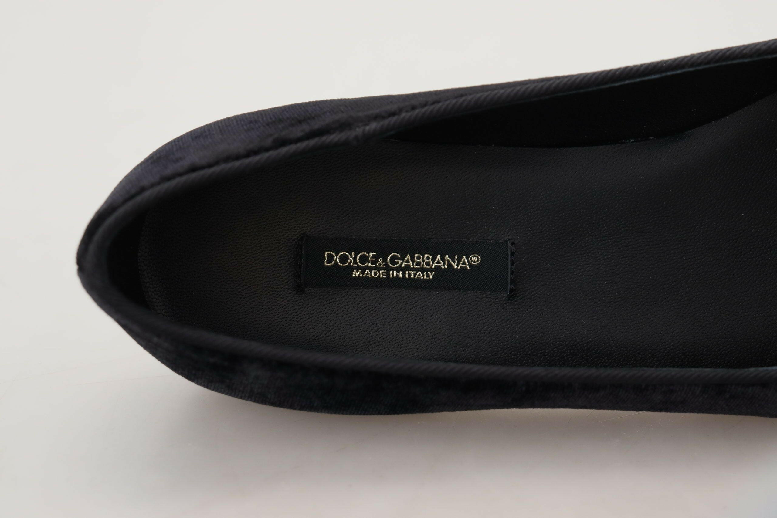 Dolce & Gabbana Black Velvet Slip Ons Loafers Flats Shoes -   -  Dolce & Gabbana.