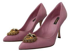 Dolce & Gabbana Pink Leather Heart DEVOTION Heels Pumps Shoes -   -  Dolce & Gabbana.