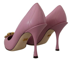 Dolce & Gabbana Pink Leather Heart DEVOTION Heels Pumps Shoes -   -  Dolce & Gabbana.