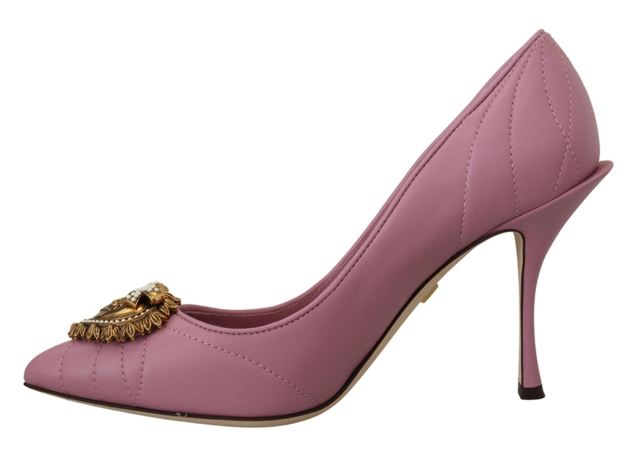 Dolce & Gabbana Pink Leather Heart DEVOTION Heels Pumps Shoes -   -  Dolce & Gabbana.