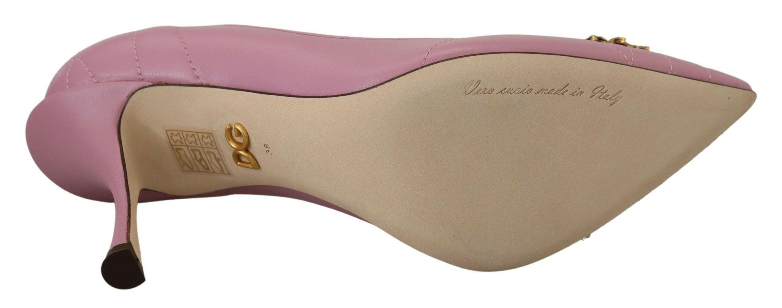 Dolce & Gabbana Pink Leather Heart DEVOTION Heels Pumps Shoes -   -  Dolce & Gabbana.