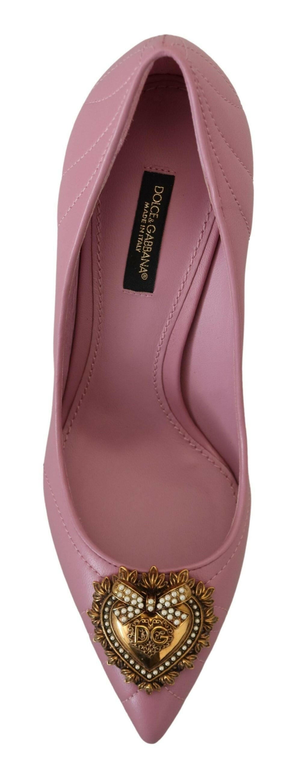Dolce & Gabbana Pink Leather Heart DEVOTION Heels Pumps Shoes -   -  Dolce & Gabbana.