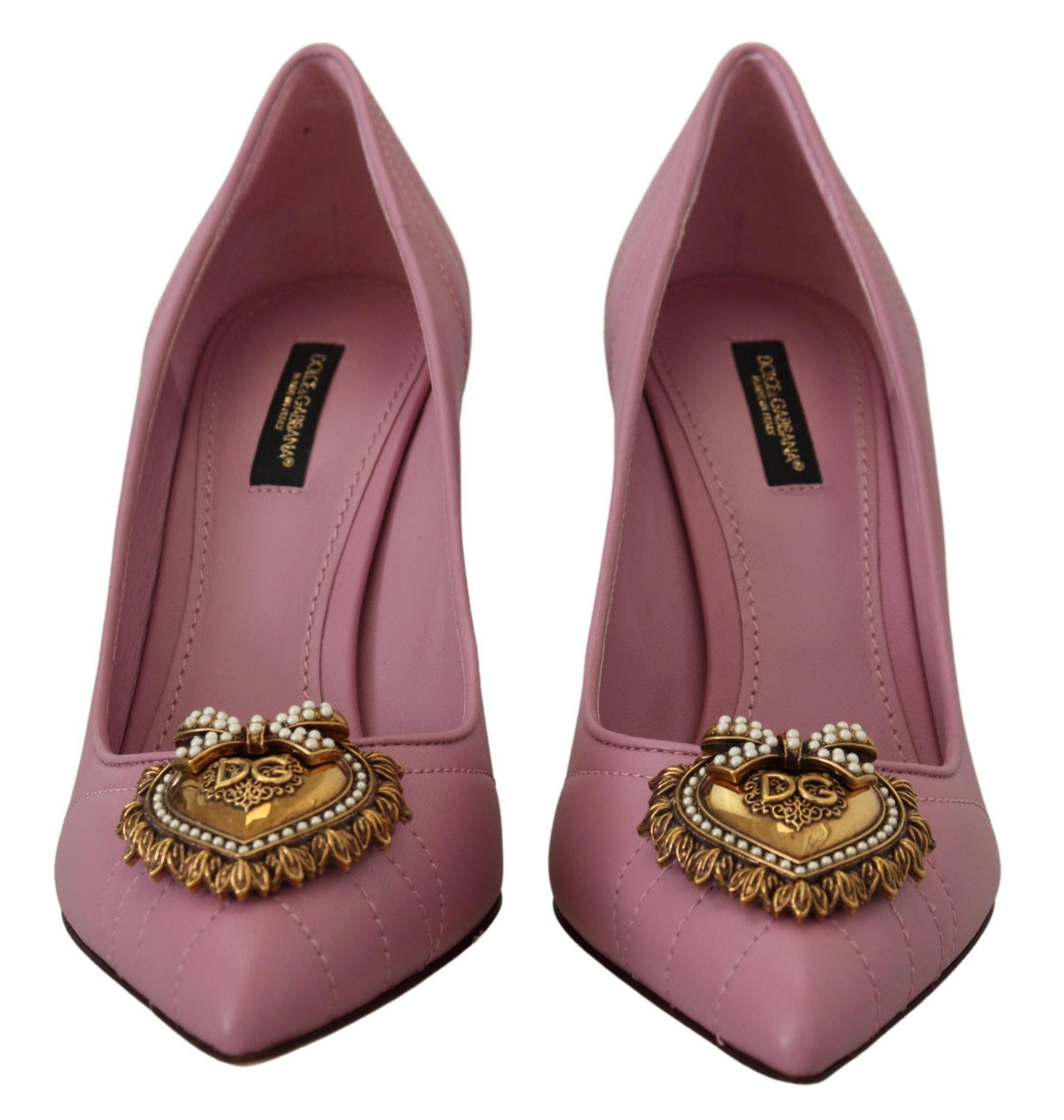 Dolce & Gabbana Pink Leather Heart DEVOTION Heels Pumps Shoes -   -  Dolce & Gabbana.
