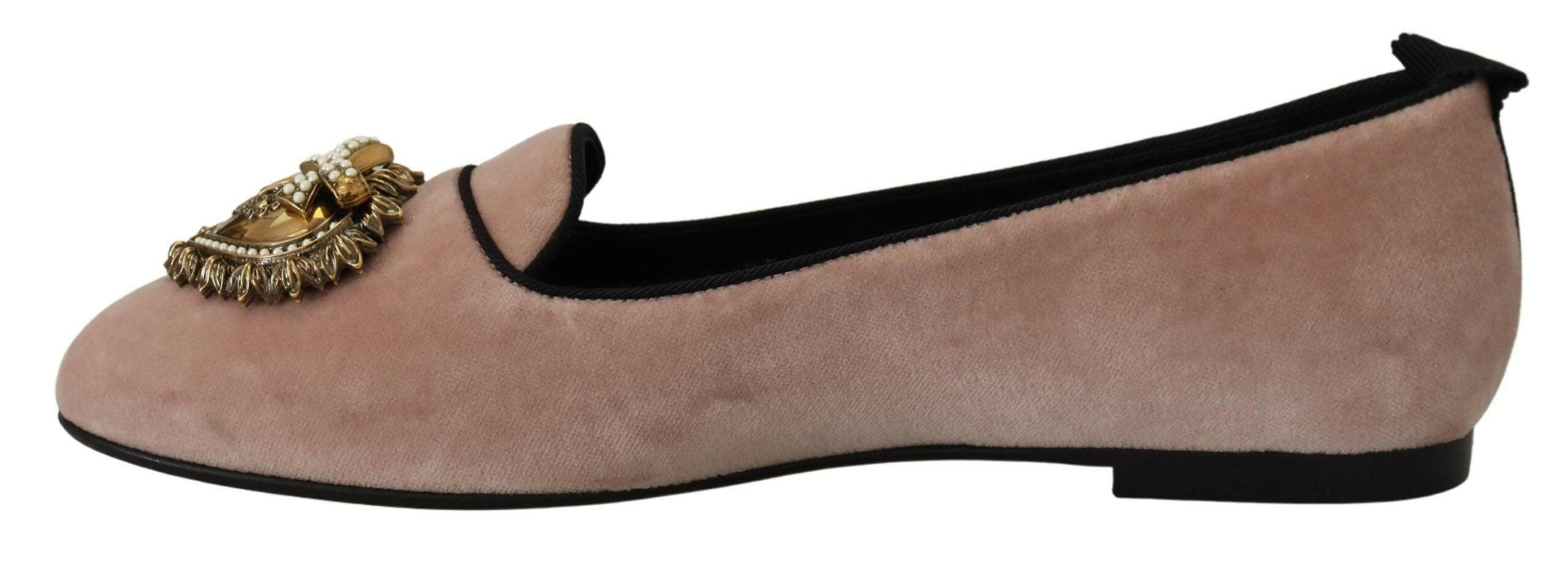 Dolce & Gabbana Pink Velvet Slip Ons Loafers Flats Shoes -   -  Dolce & Gabbana.