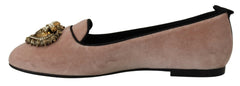 Dolce & Gabbana Pink Velvet Slip Ons Loafers Flats Shoes -   -  Dolce & Gabbana.