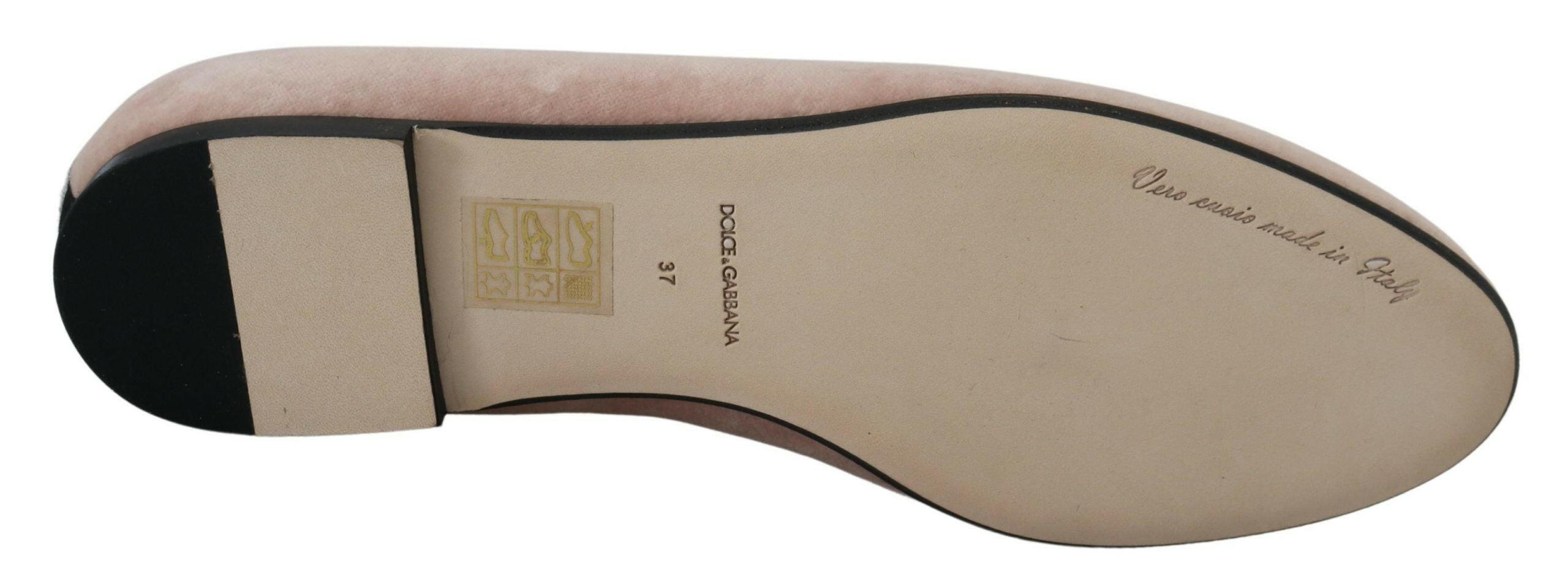 Dolce & Gabbana Pink Velvet Slip Ons Loafers Flats Shoes -   -  Dolce & Gabbana.