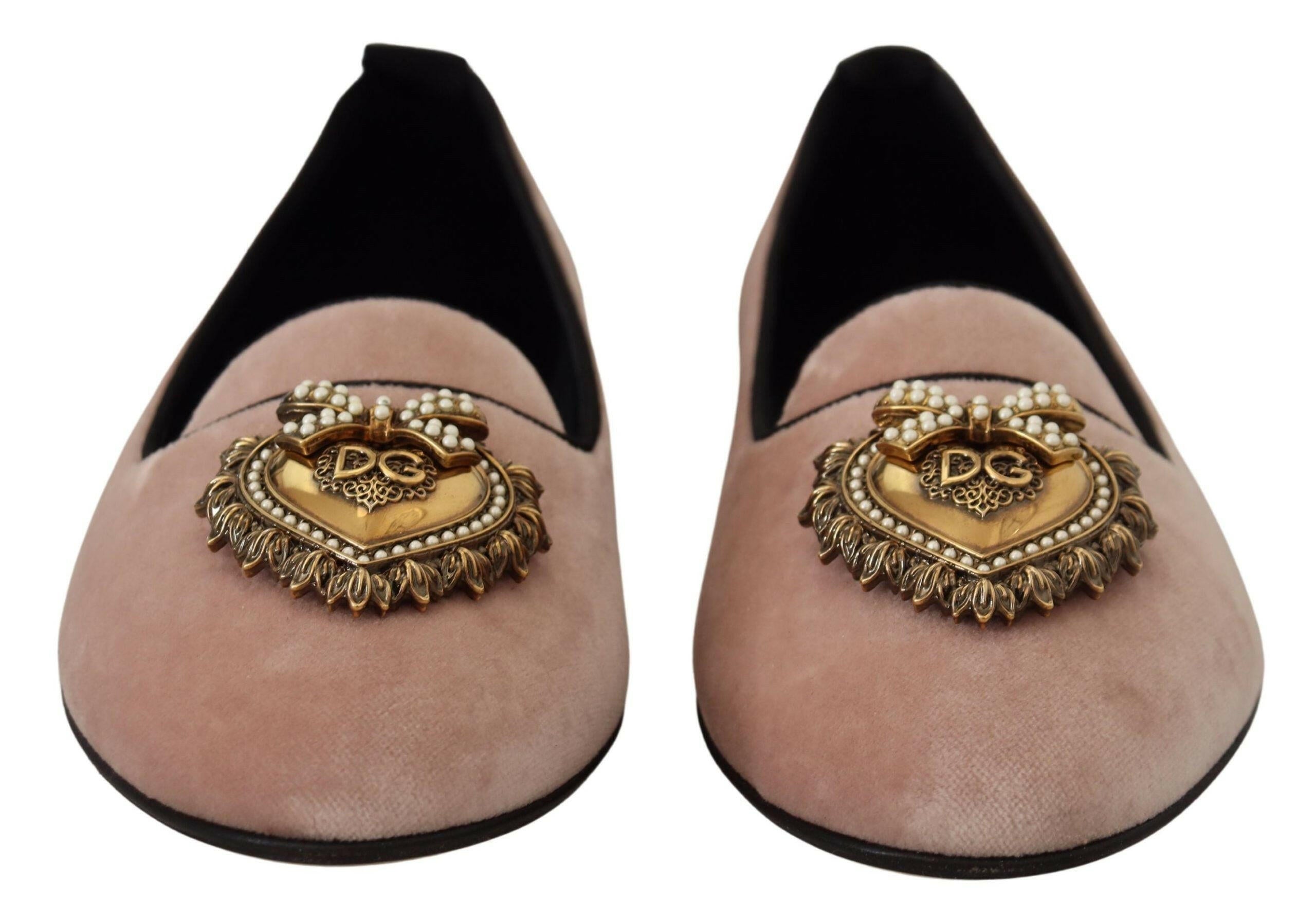 Dolce & Gabbana Pink Velvet Slip Ons Loafers Flats Shoes -   -  Dolce & Gabbana.