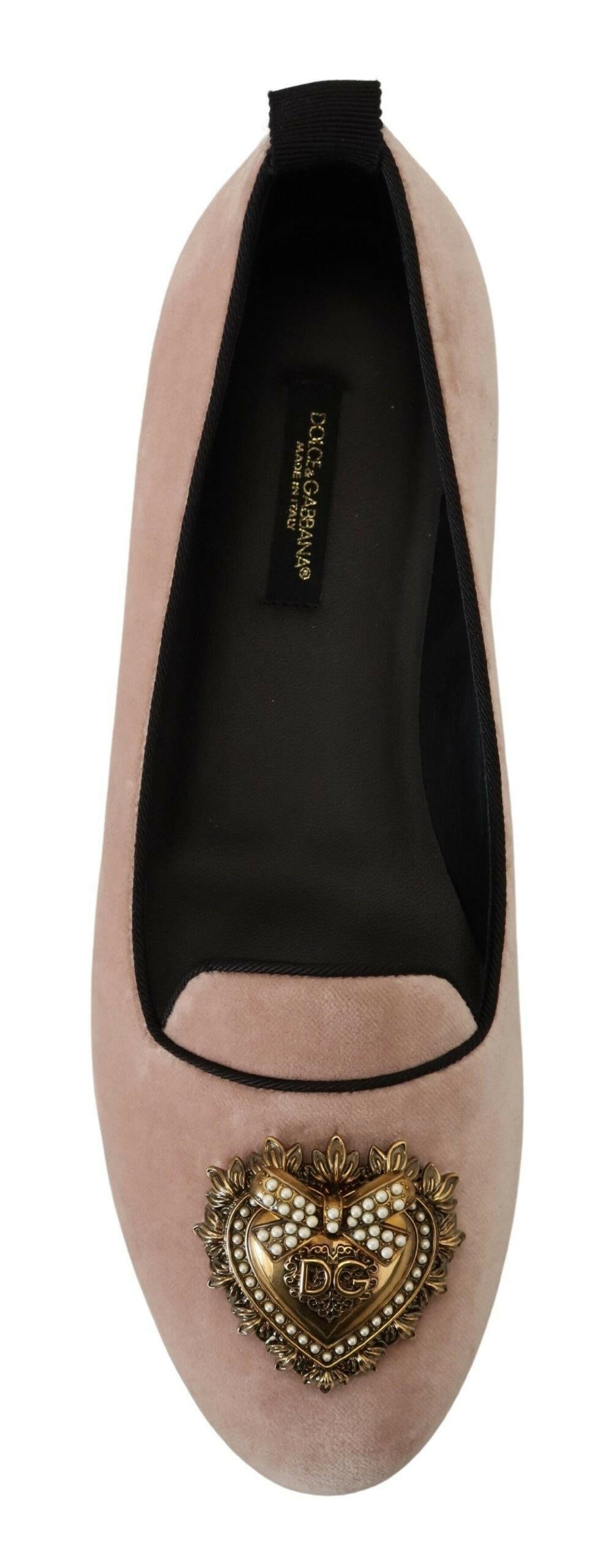 Dolce & Gabbana Pink Velvet Slip Ons Loafers Flats Shoes -   -  Dolce & Gabbana.