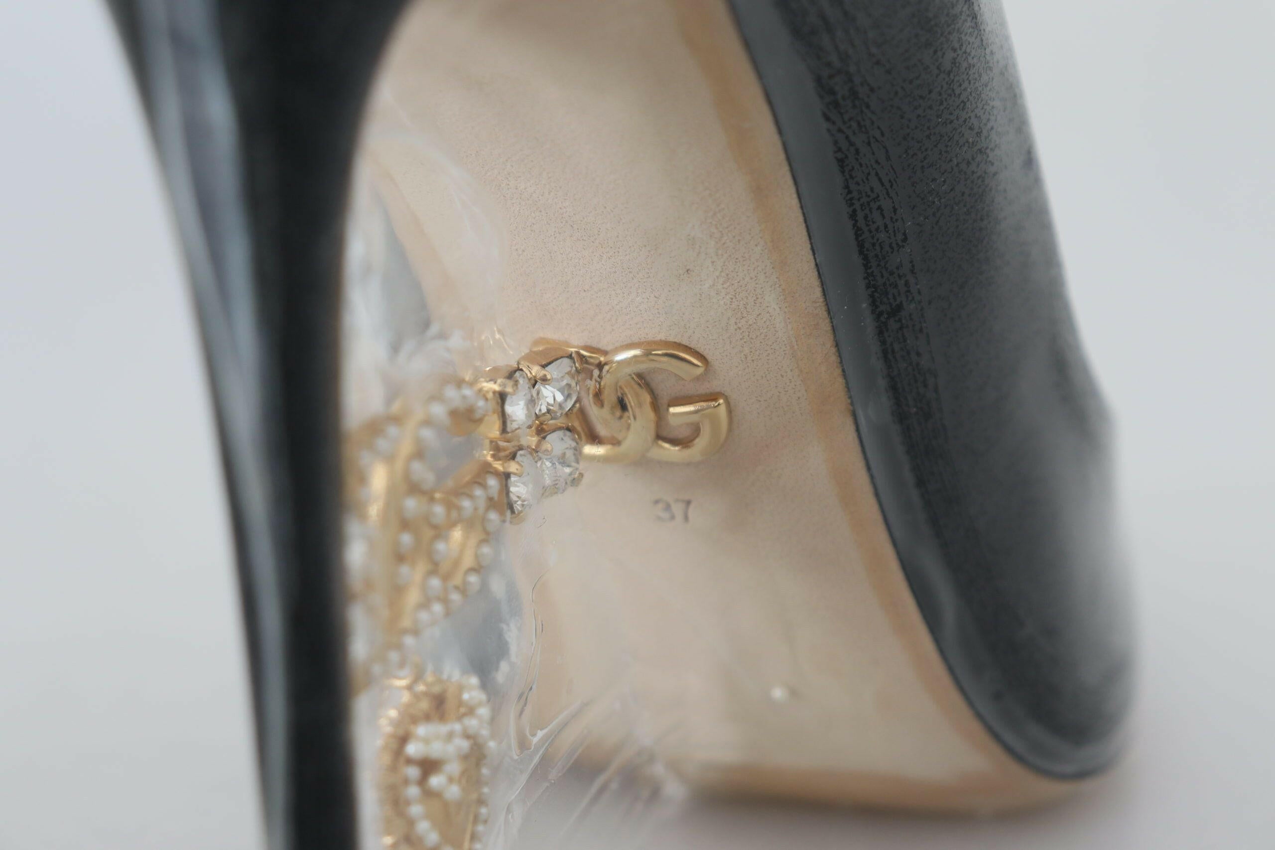 Dolce & Gabbana Black Leather Heels Pumps Plastic Wrapped Shoes -   -  Dolce & Gabbana.