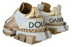 Dolce & Gabbana White and gold Super Queen Leather Shoes -   -  Dolce & Gabbana.