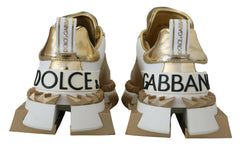 Dolce & Gabbana White and gold Super Queen Leather Shoes -   -  Dolce & Gabbana.