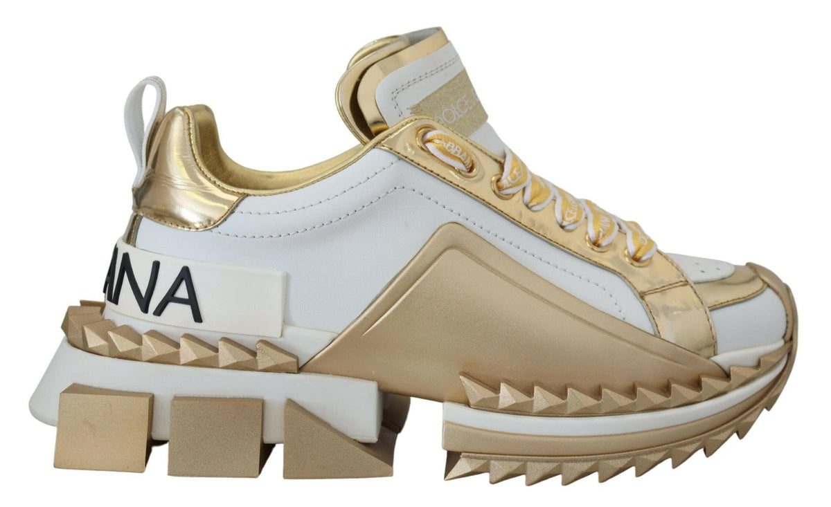 Dolce & Gabbana White and gold Super Queen Leather Shoes -   -  Dolce & Gabbana.
